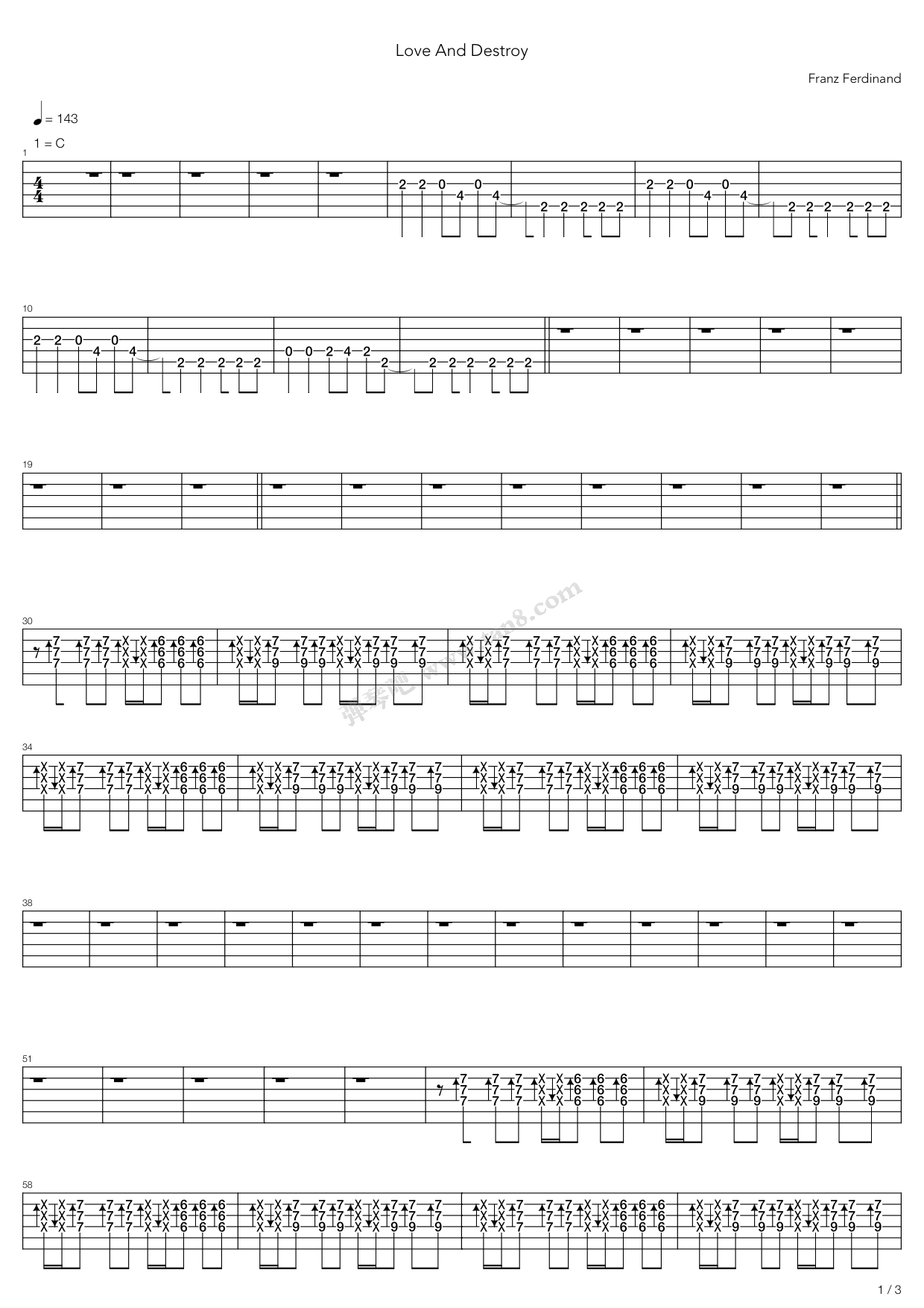 《Love And Destroy》吉他谱-C大调音乐网