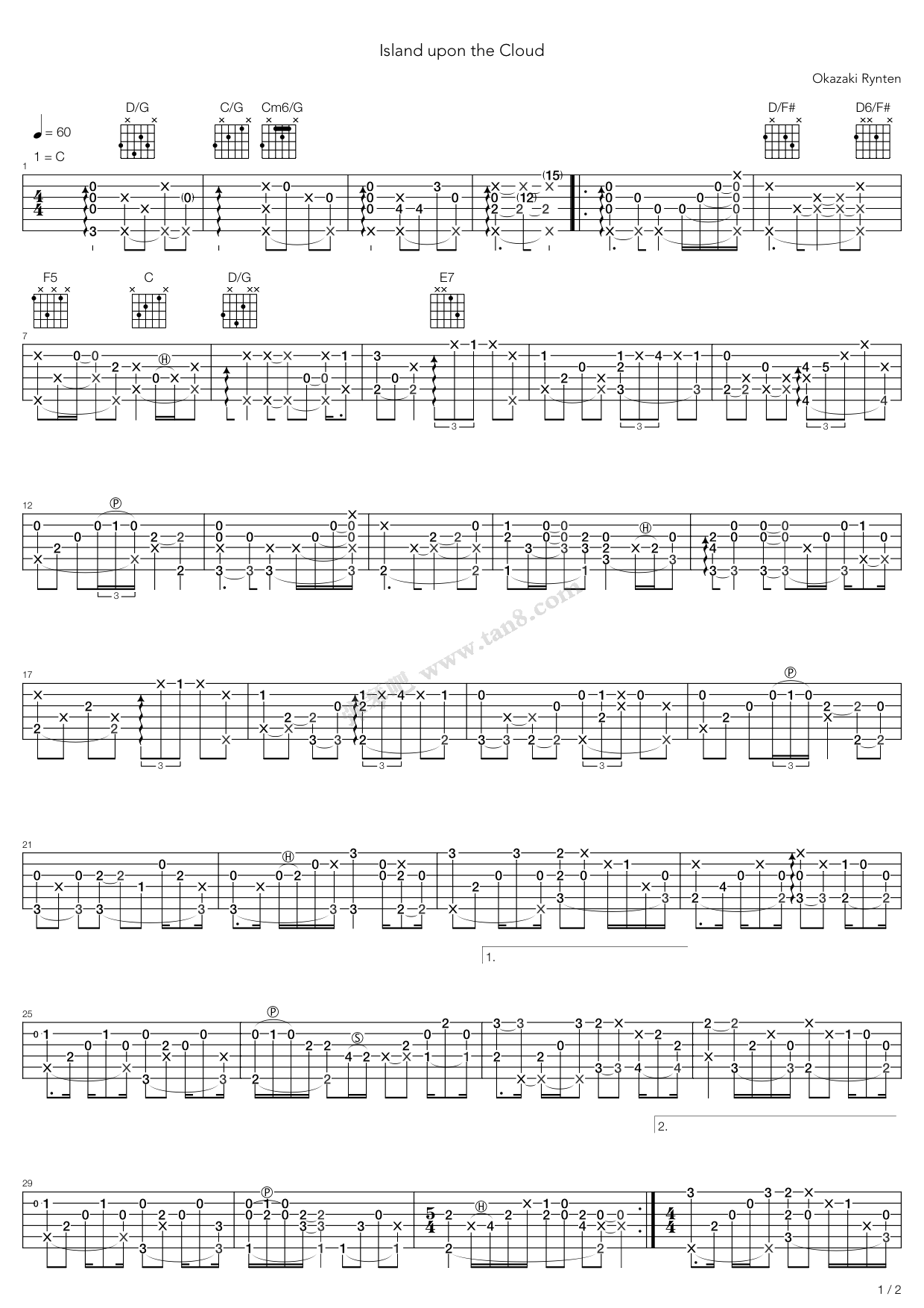 《Island Upon The Clouds》吉他谱-C大调音乐网