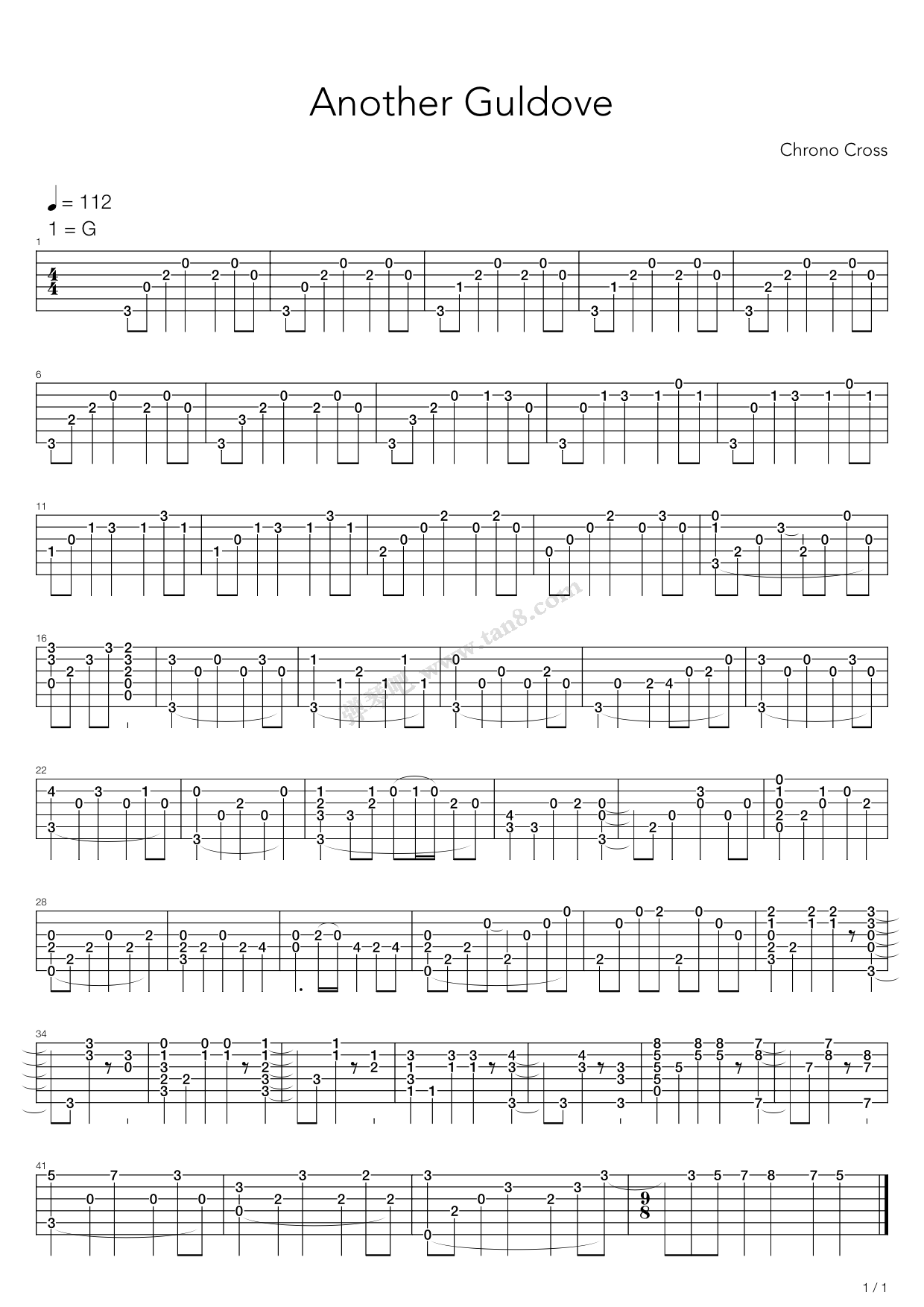 《Chrono Cross(穿越时空) - Another Guldove》吉他谱-C大调音乐网