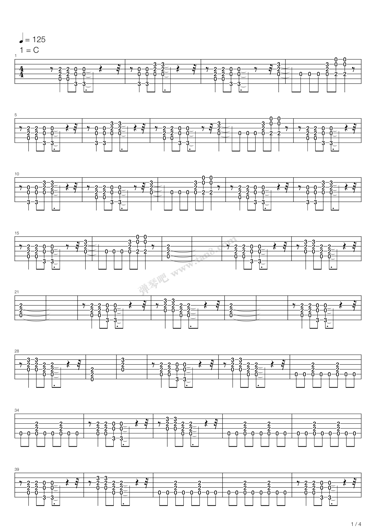《随心所欲》吉他谱-C大调音乐网