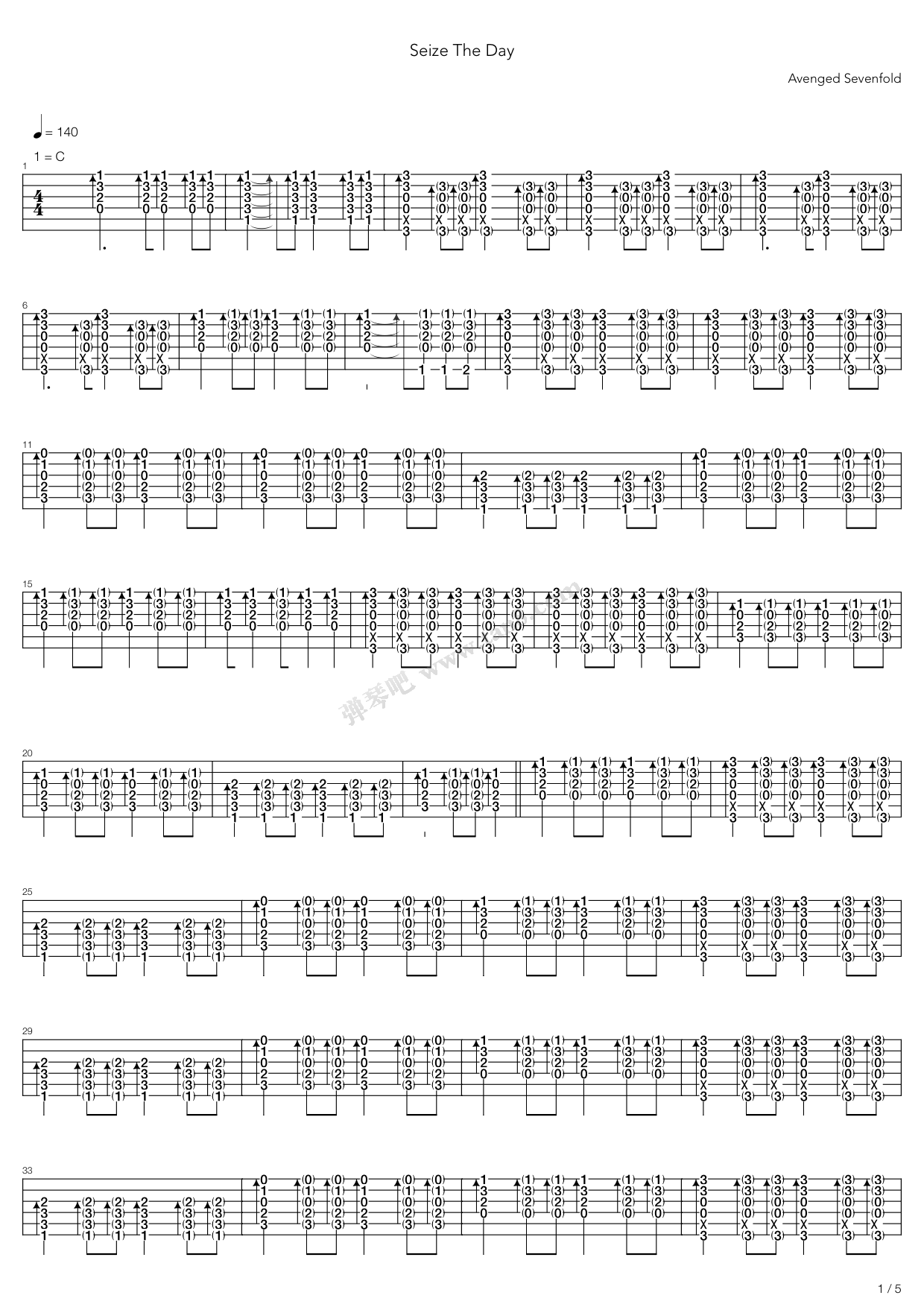 《Seize The Day》吉他谱-C大调音乐网