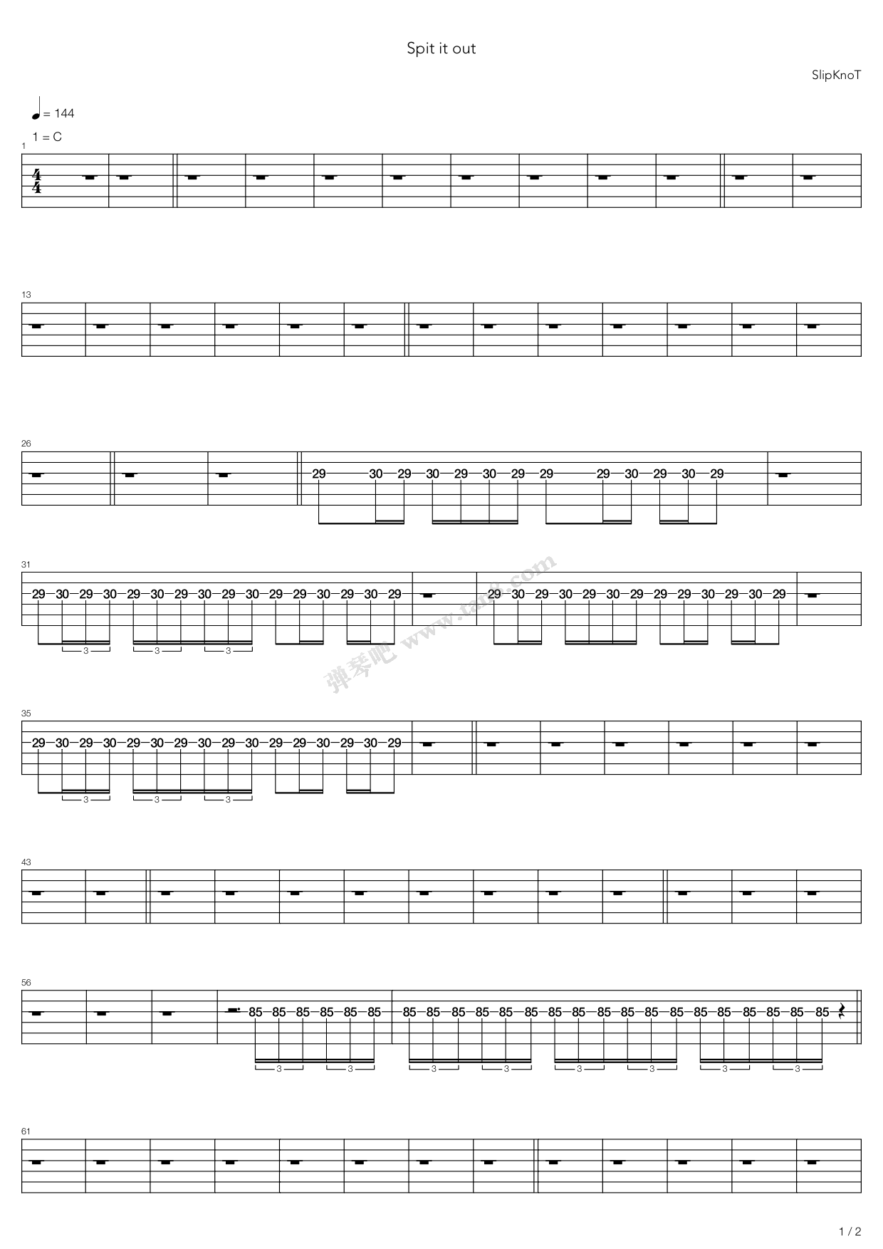 《Spit It Out》吉他谱-C大调音乐网