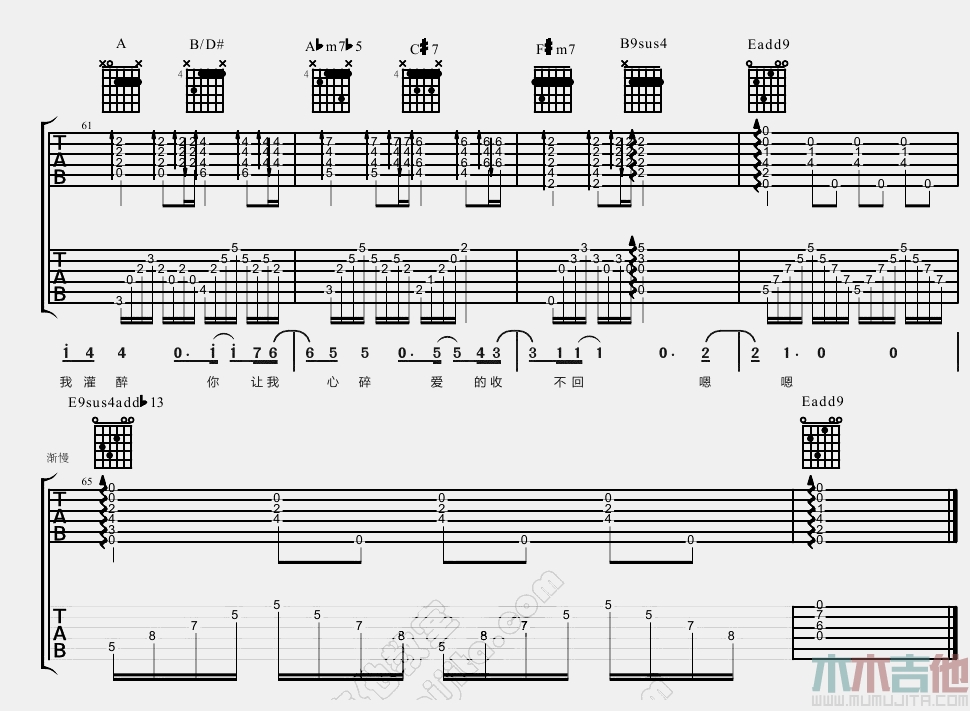 《你把我灌醉》吉他谱-C大调音乐网