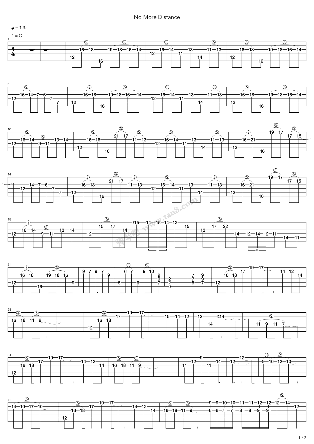 《Jerryc(张逸帆)-No More Distance混音谱》吉他谱-C大调音乐网