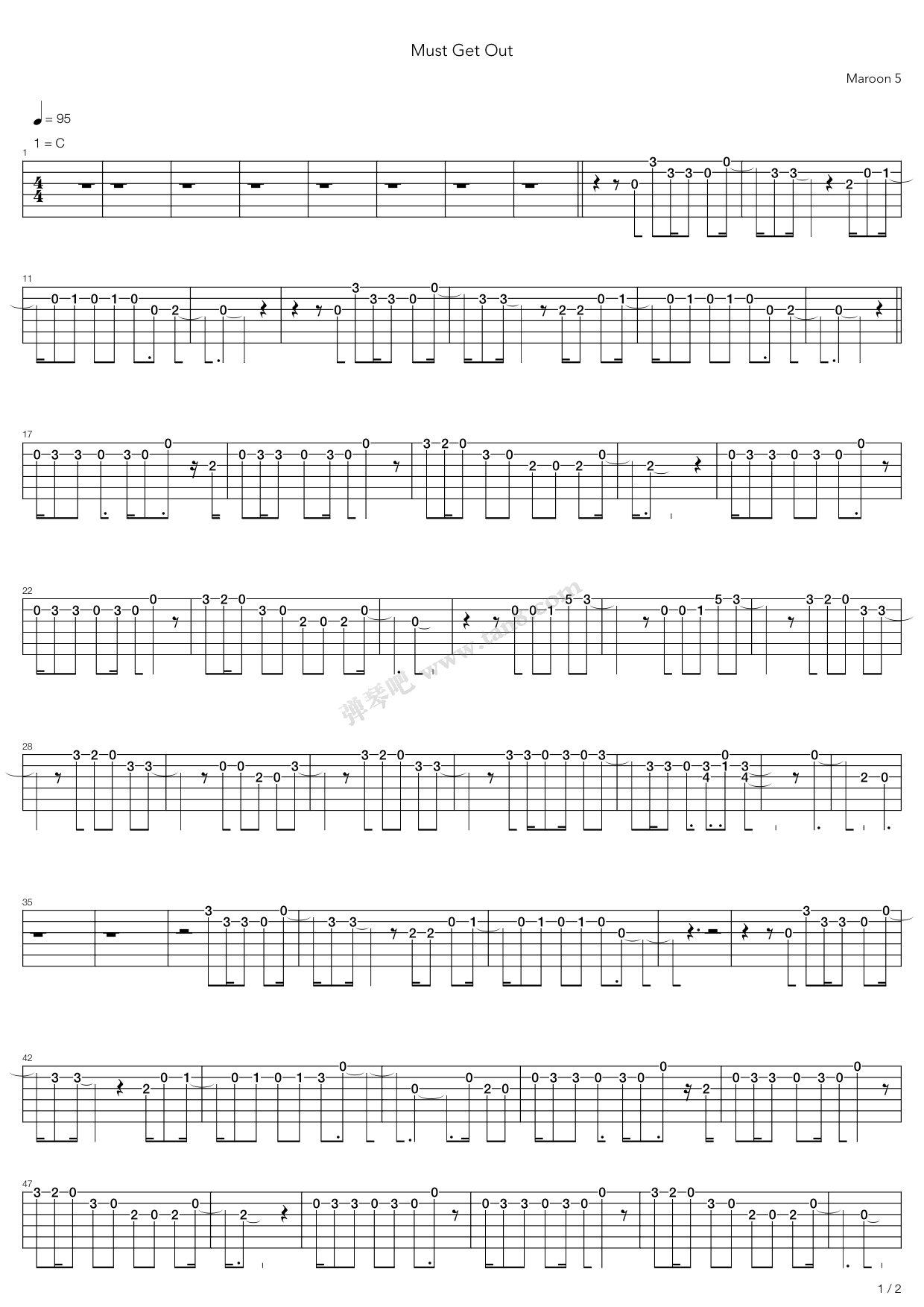《Must Get Out》吉他谱-C大调音乐网