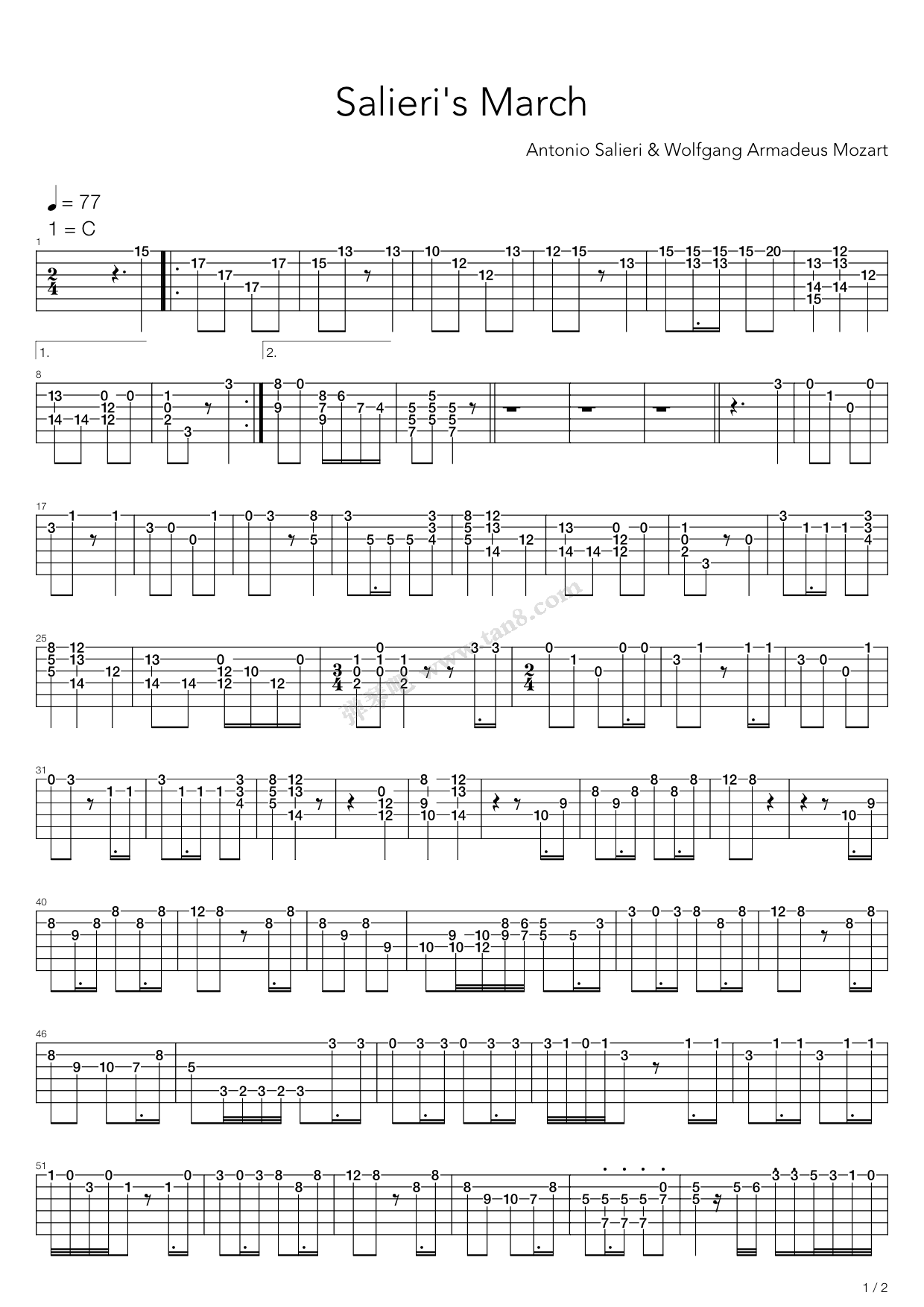 《Salieris March》吉他谱-C大调音乐网
