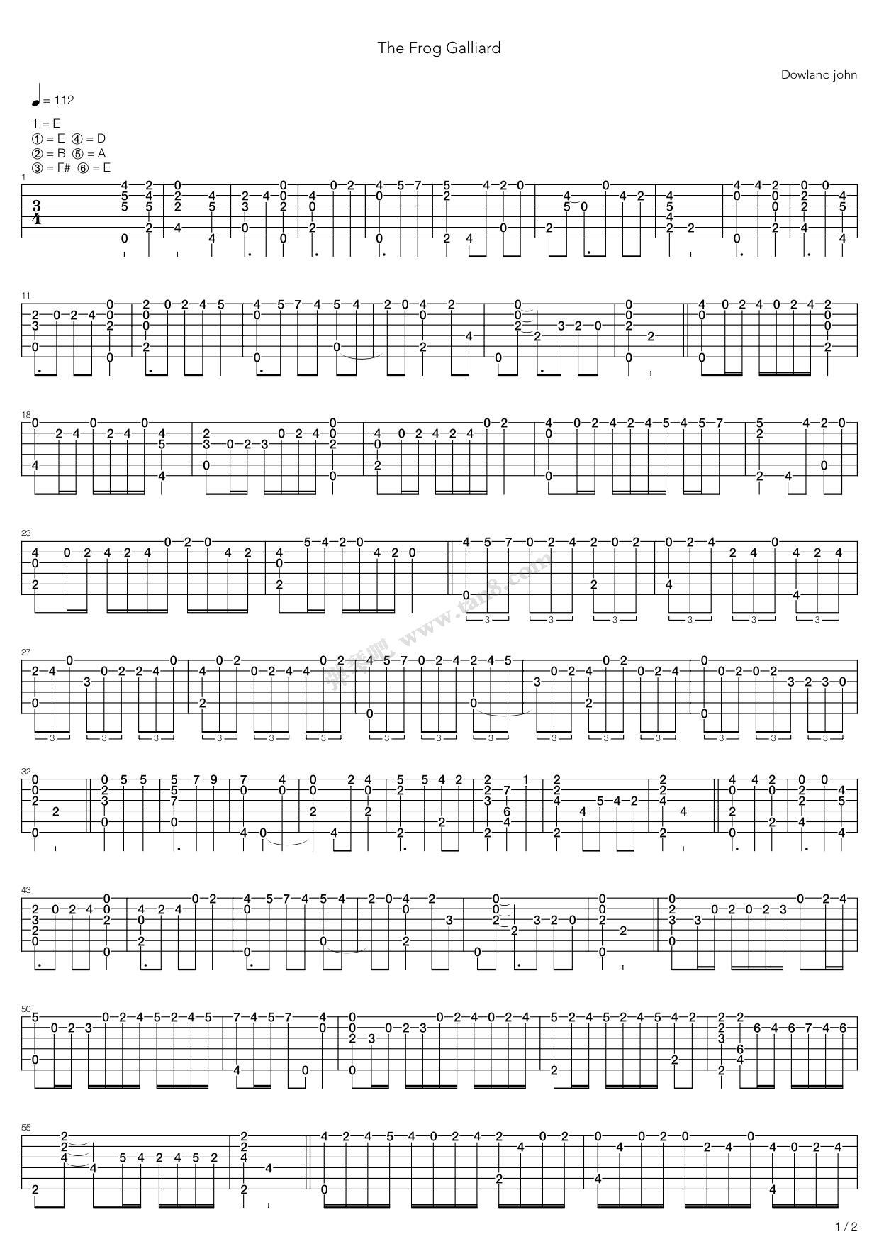 《The Frog Galliard》吉他谱-C大调音乐网