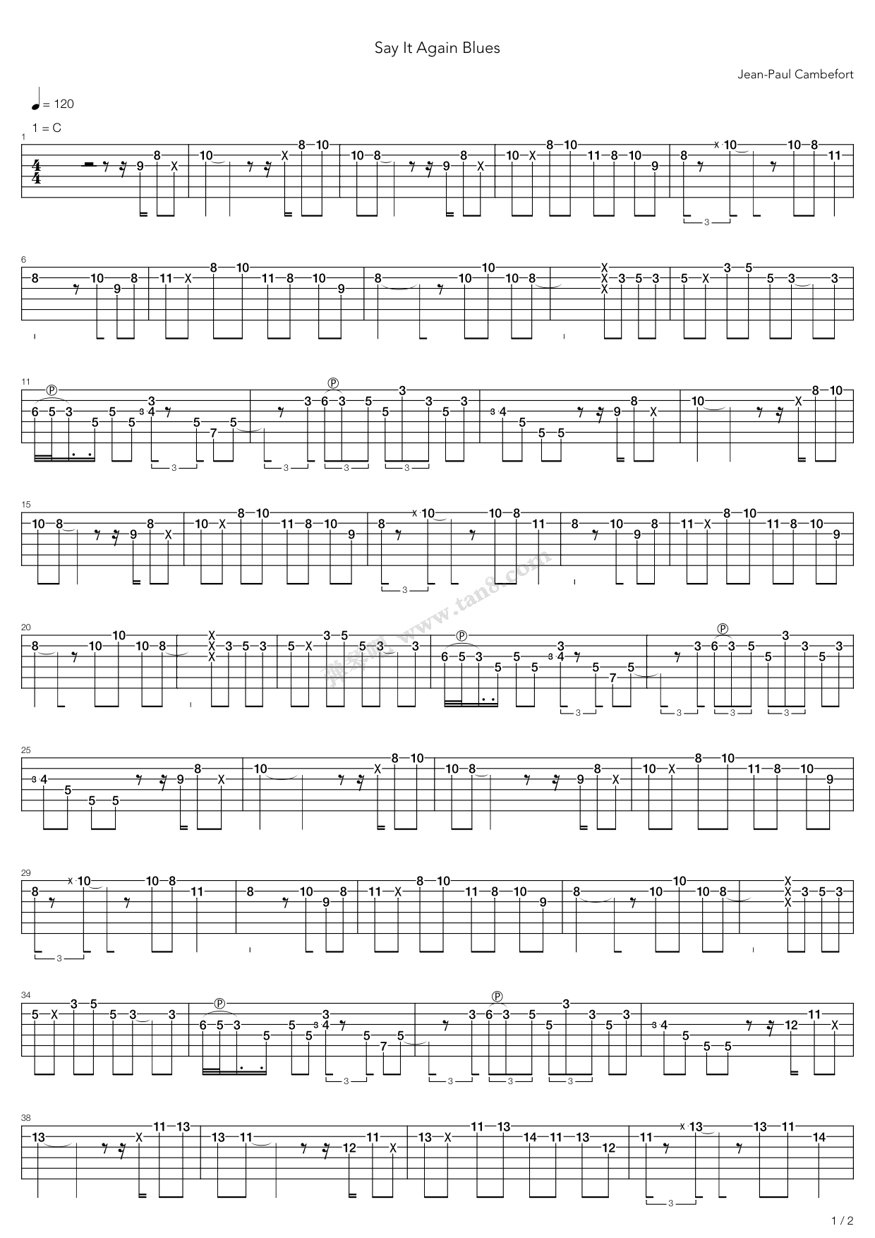 《Say It Again Blues》吉他谱-C大调音乐网
