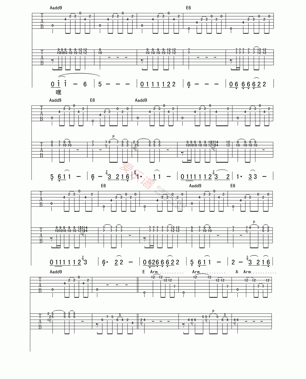 米津玄师 - Lemon（带罗马音注音+六线弹唱谱） [弹唱 简单版 扫弦 日语 教学] 吉他谱