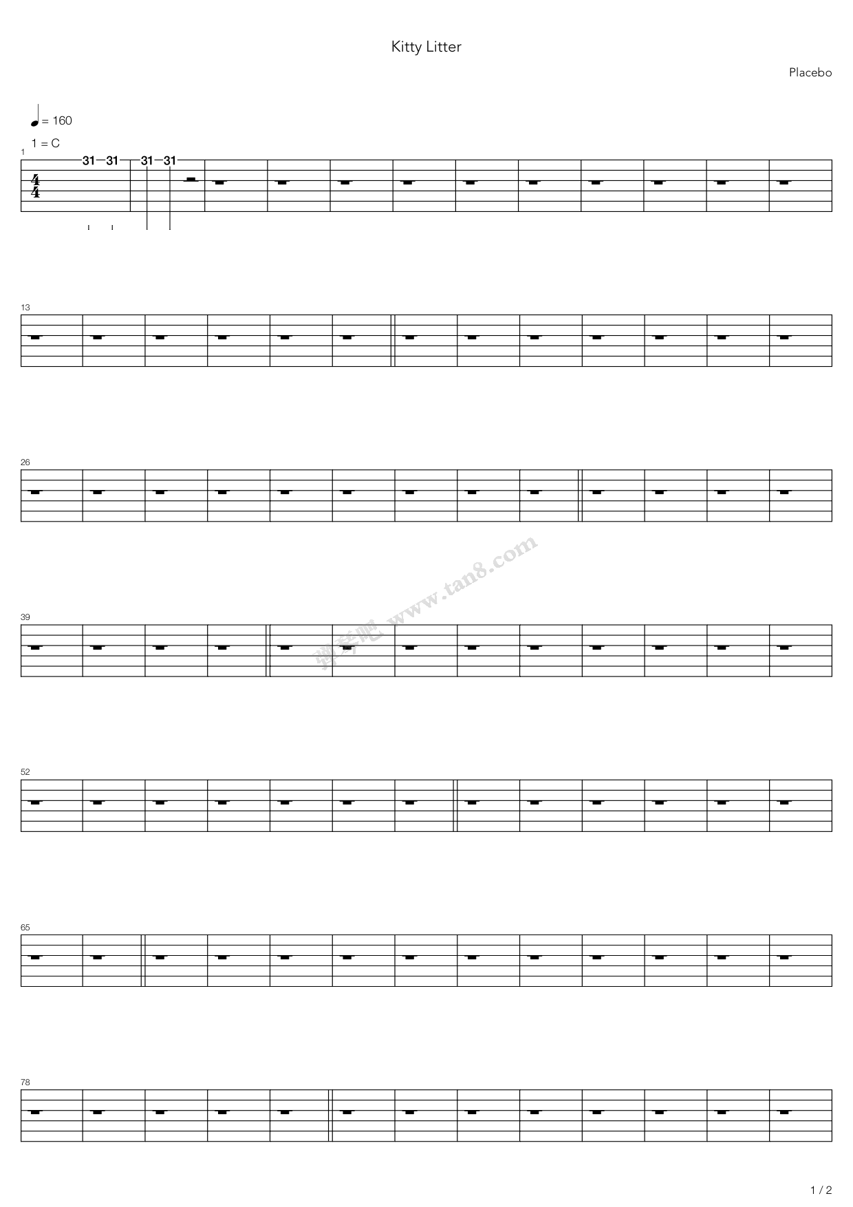 《Kitty Litter》吉他谱-C大调音乐网
