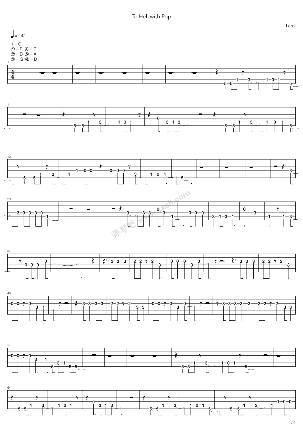 《To Hell With Pop》吉他谱-C大调音乐网