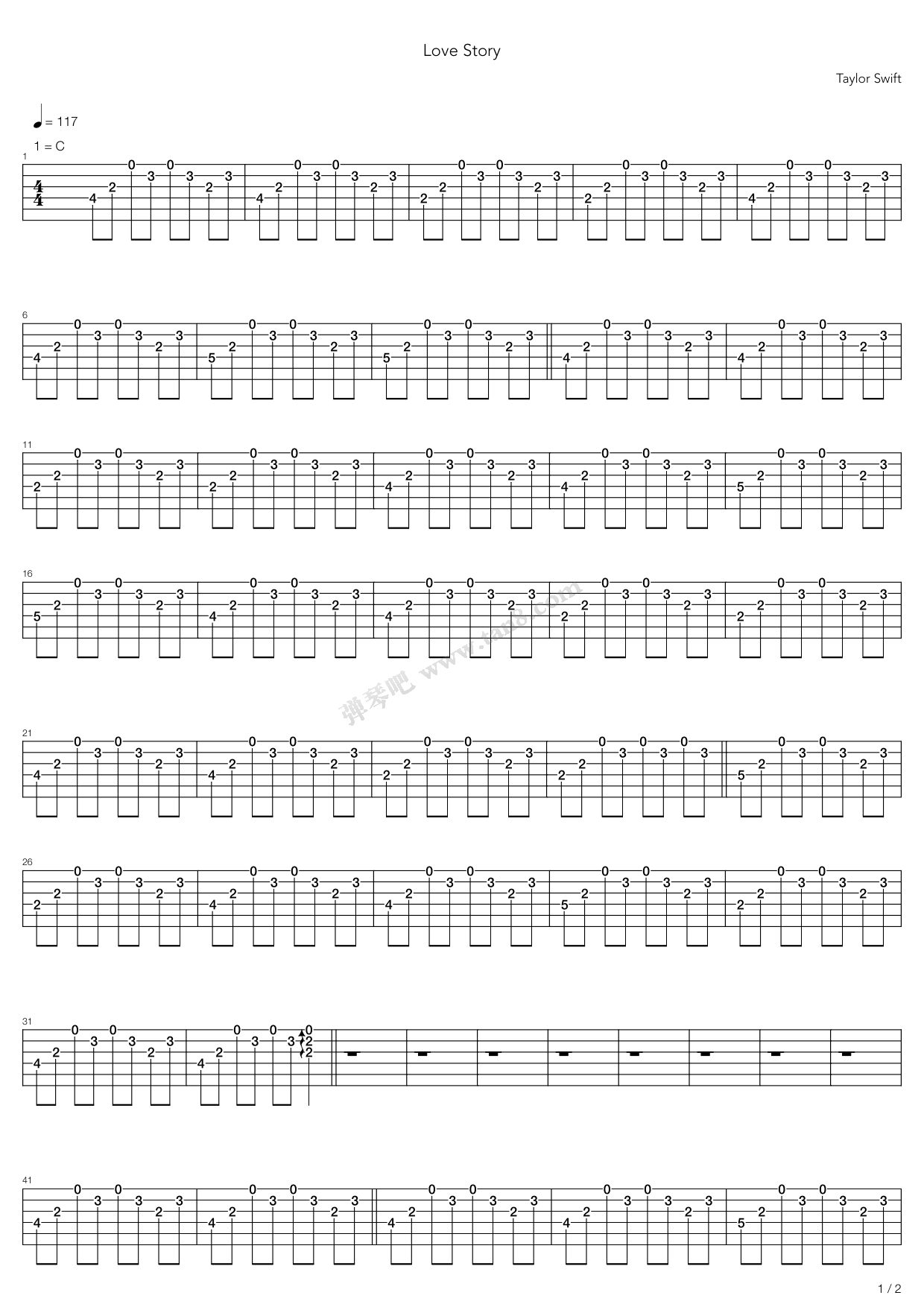 《Love Story》吉他谱-C大调音乐网