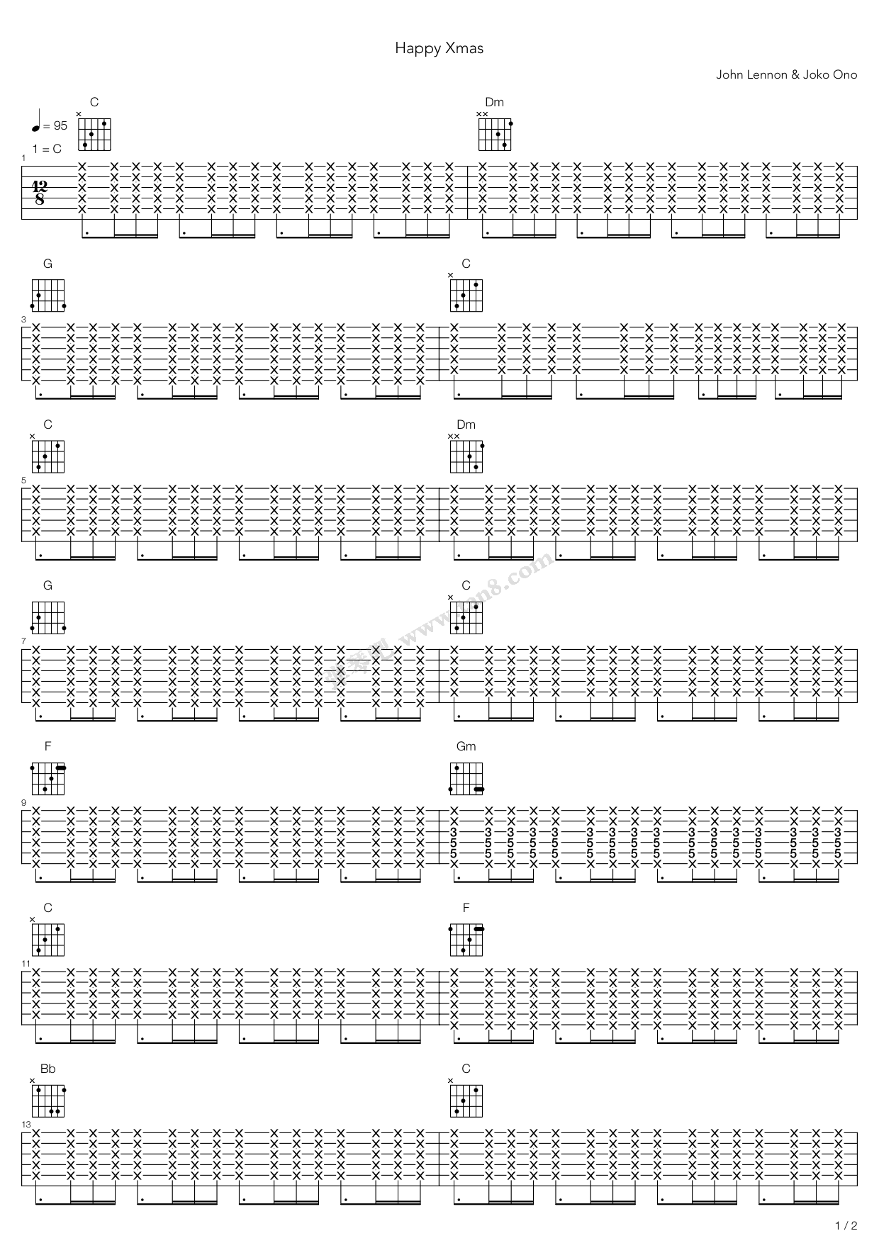 《Happy Xmas》吉他谱-C大调音乐网