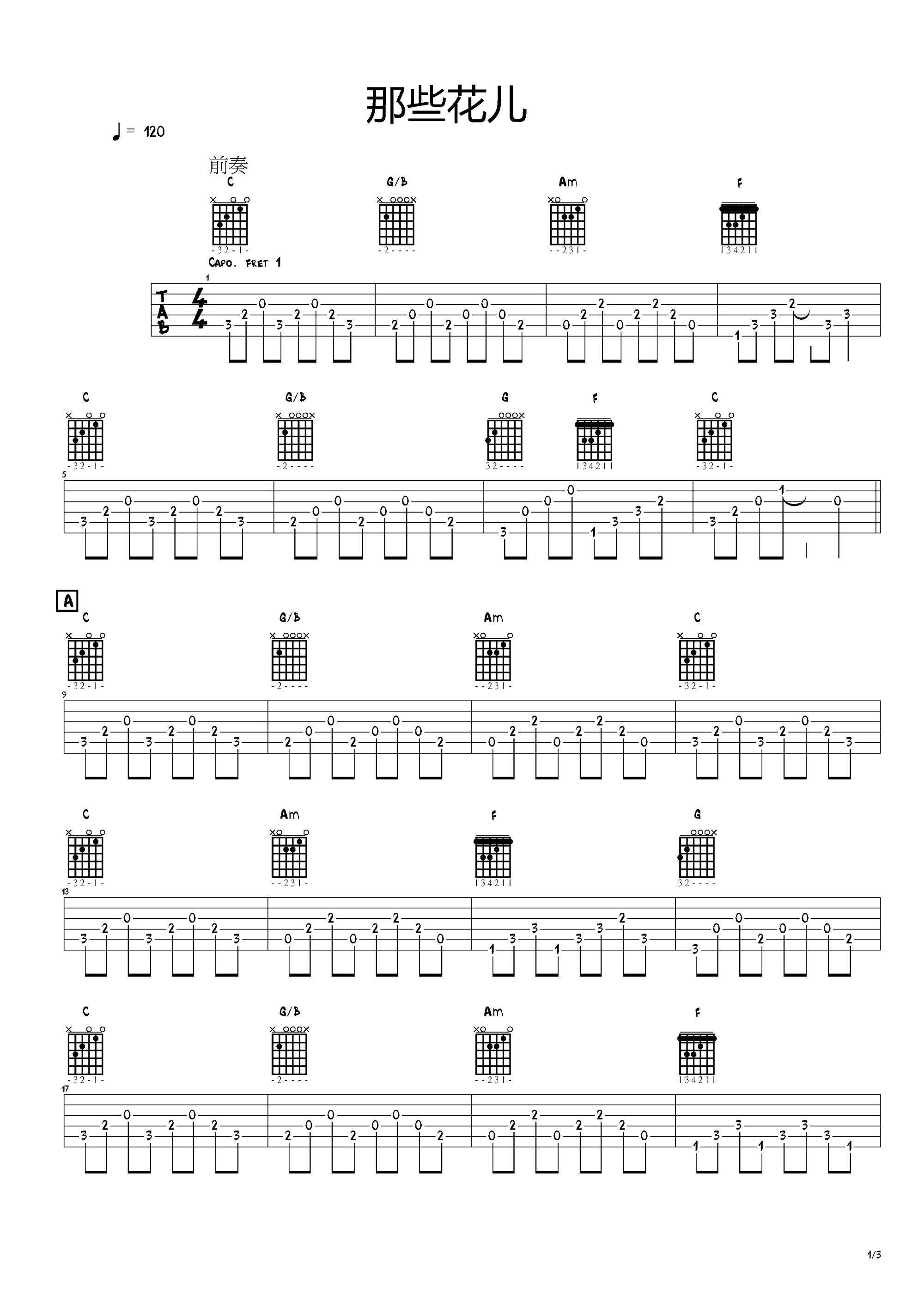 《朴树《那些花儿》零基础教学》吉他谱-C大调音乐网