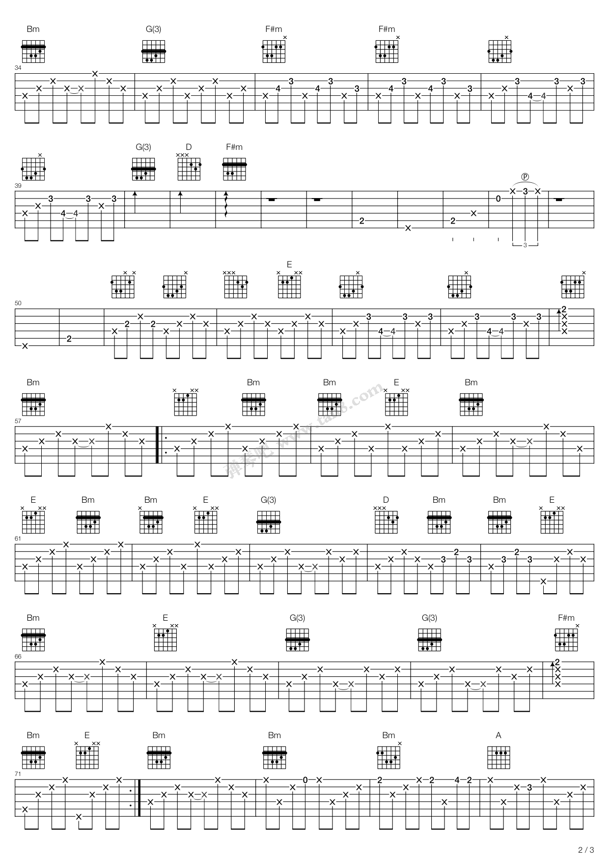 《橄榄树》吉他谱-C大调音乐网