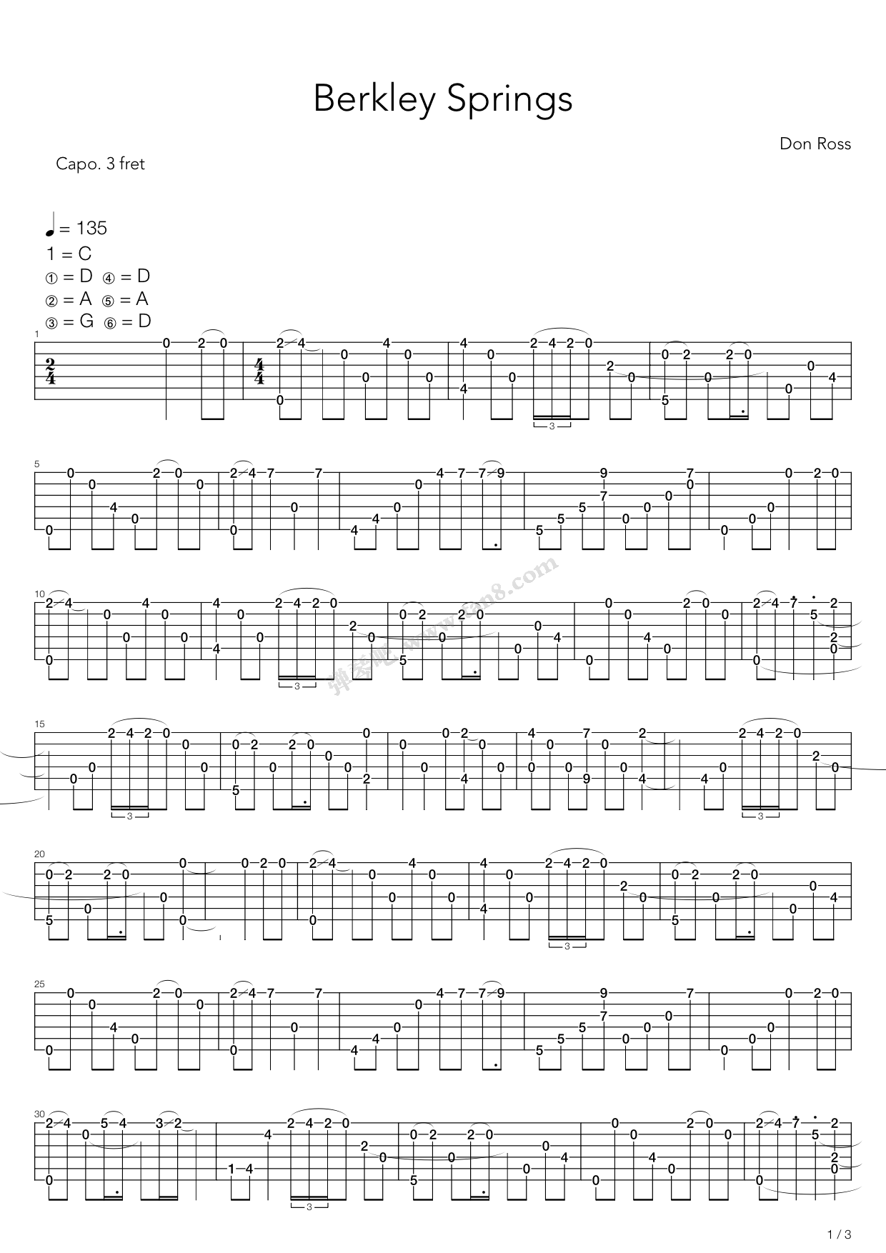 《Berkley Springs》吉他谱-C大调音乐网