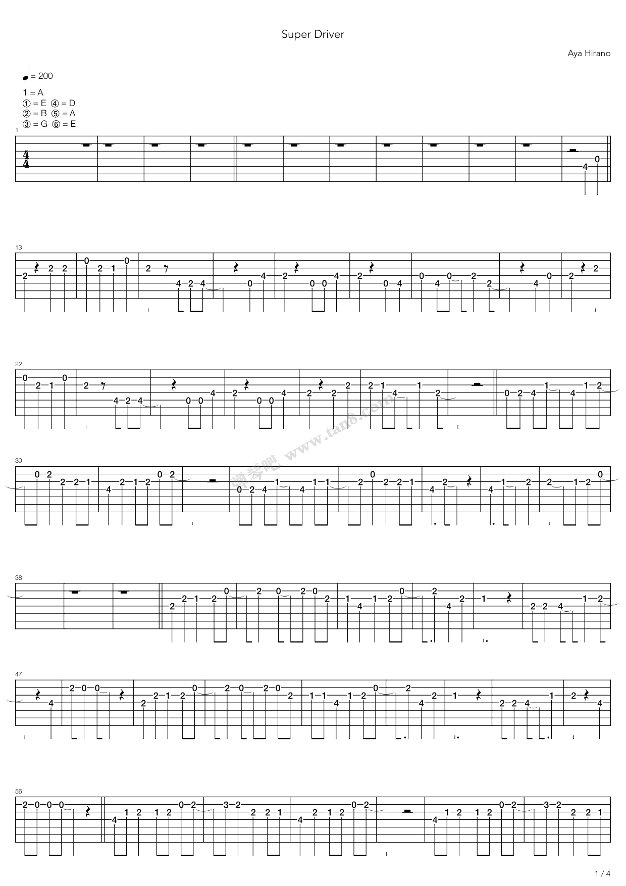 《Super Driver》吉他谱-C大调音乐网