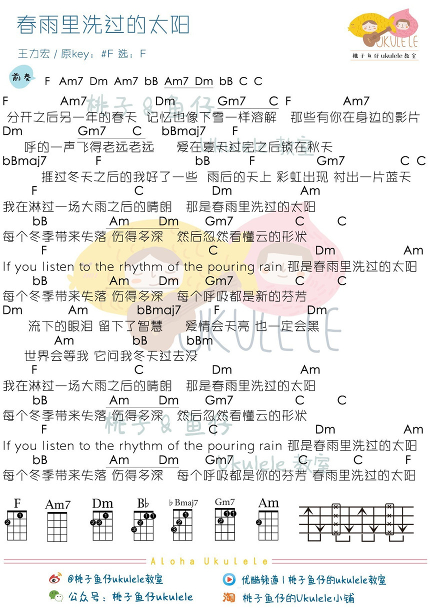 春雨里洗过的太阳-王力宏 尤克里里谱-C大调音乐网