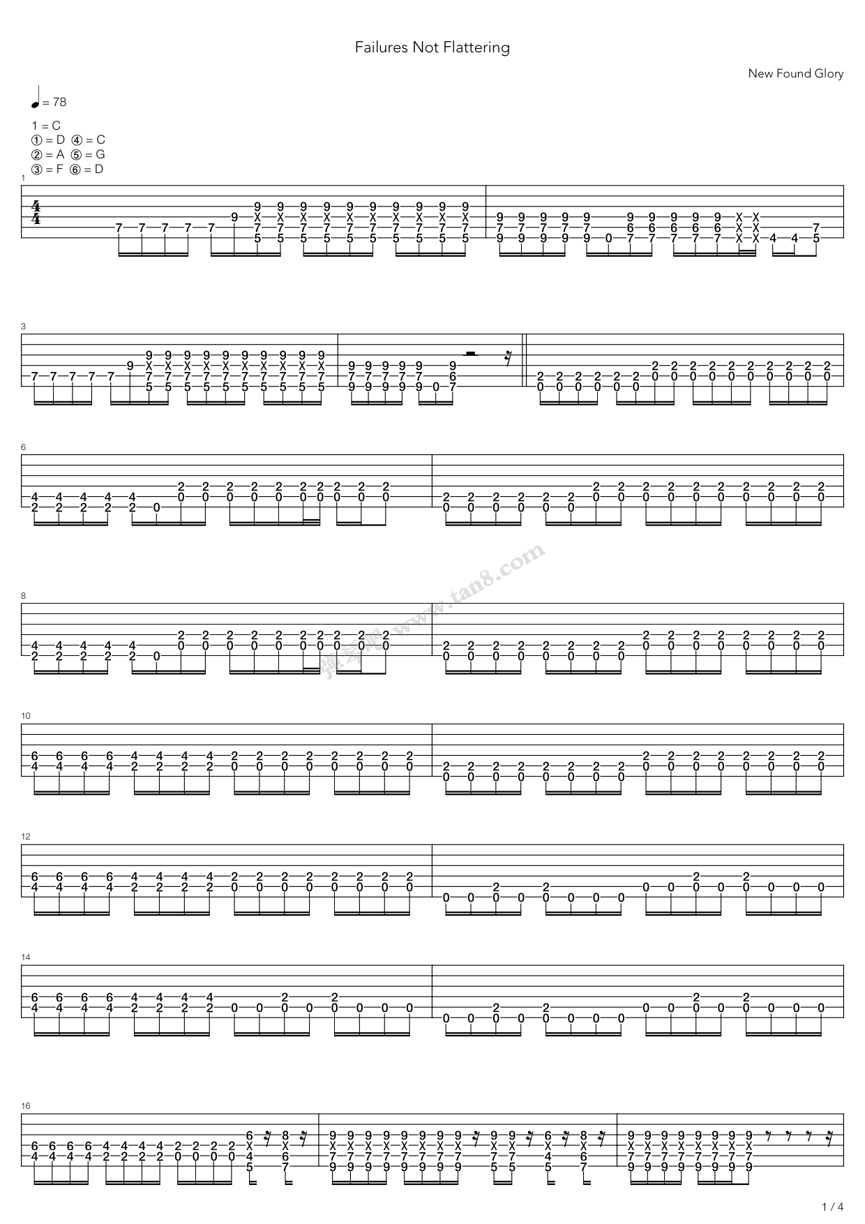 《Failures Not Flattering》吉他谱-C大调音乐网