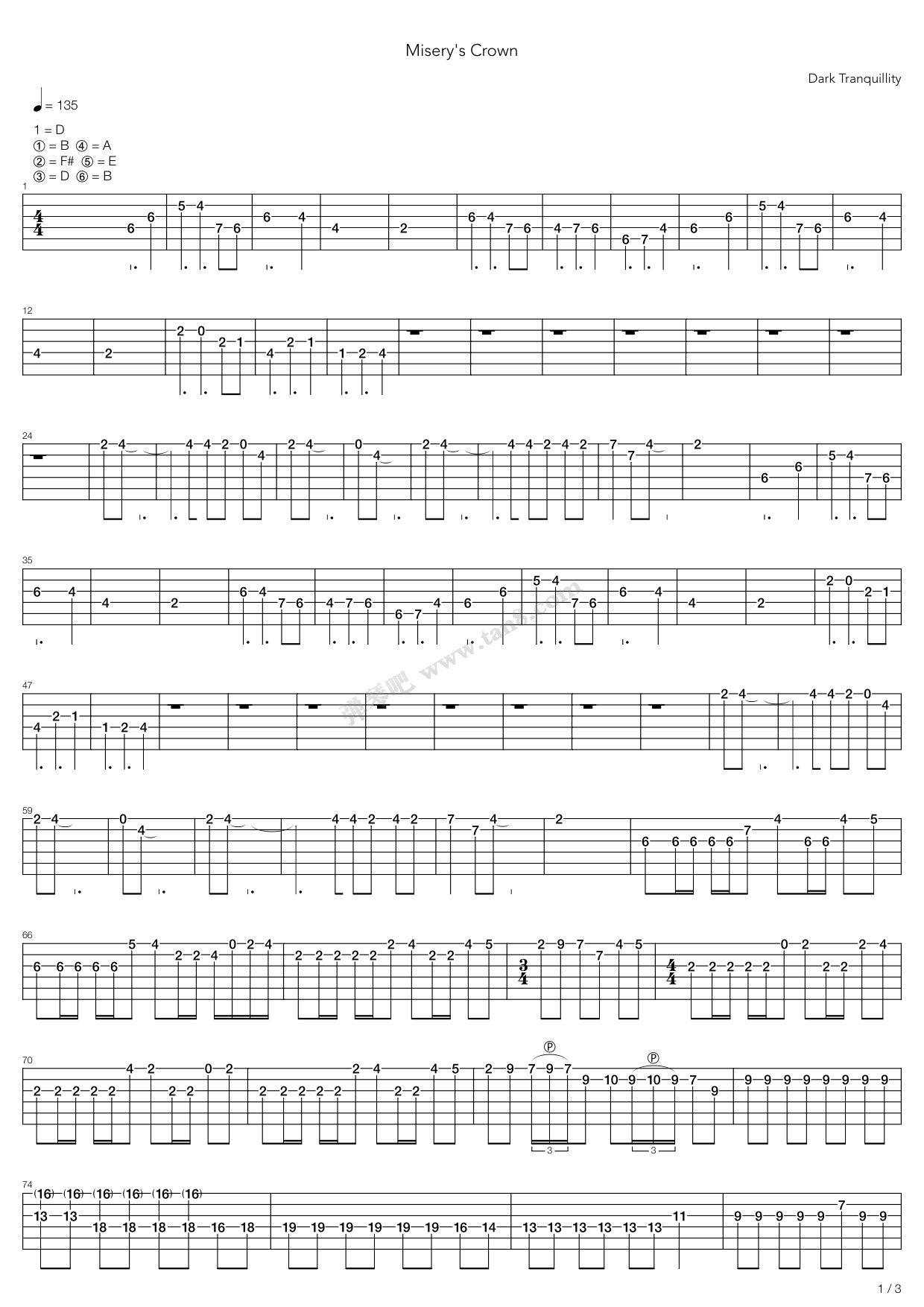 《Miserys Crown》吉他谱-C大调音乐网