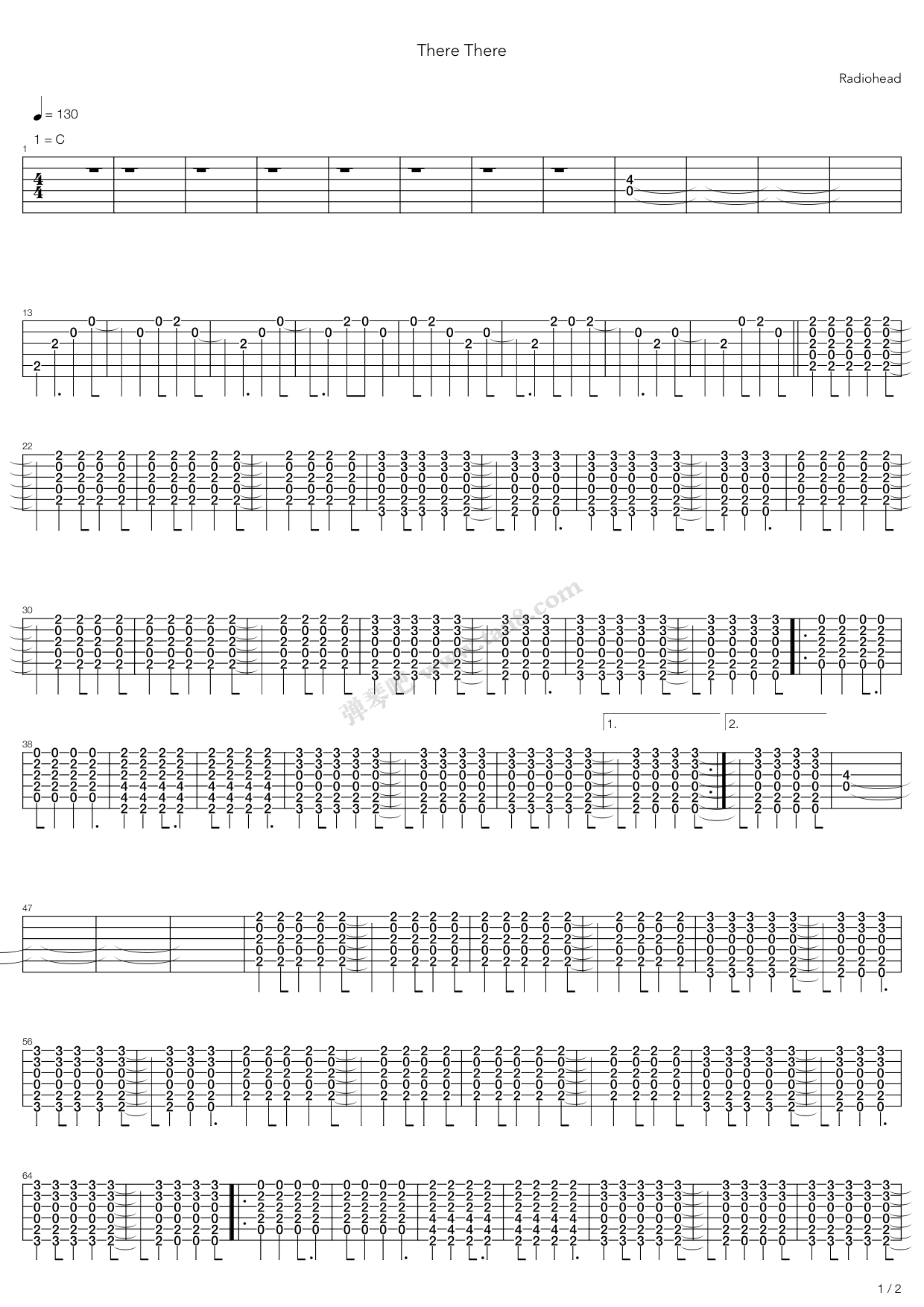 《There There》吉他谱-C大调音乐网