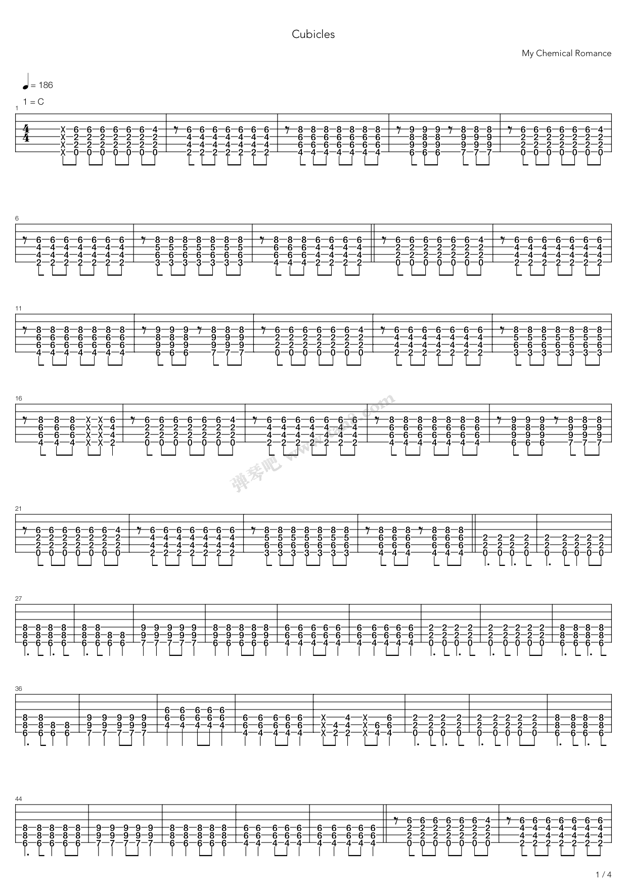 《Cubicles》吉他谱-C大调音乐网