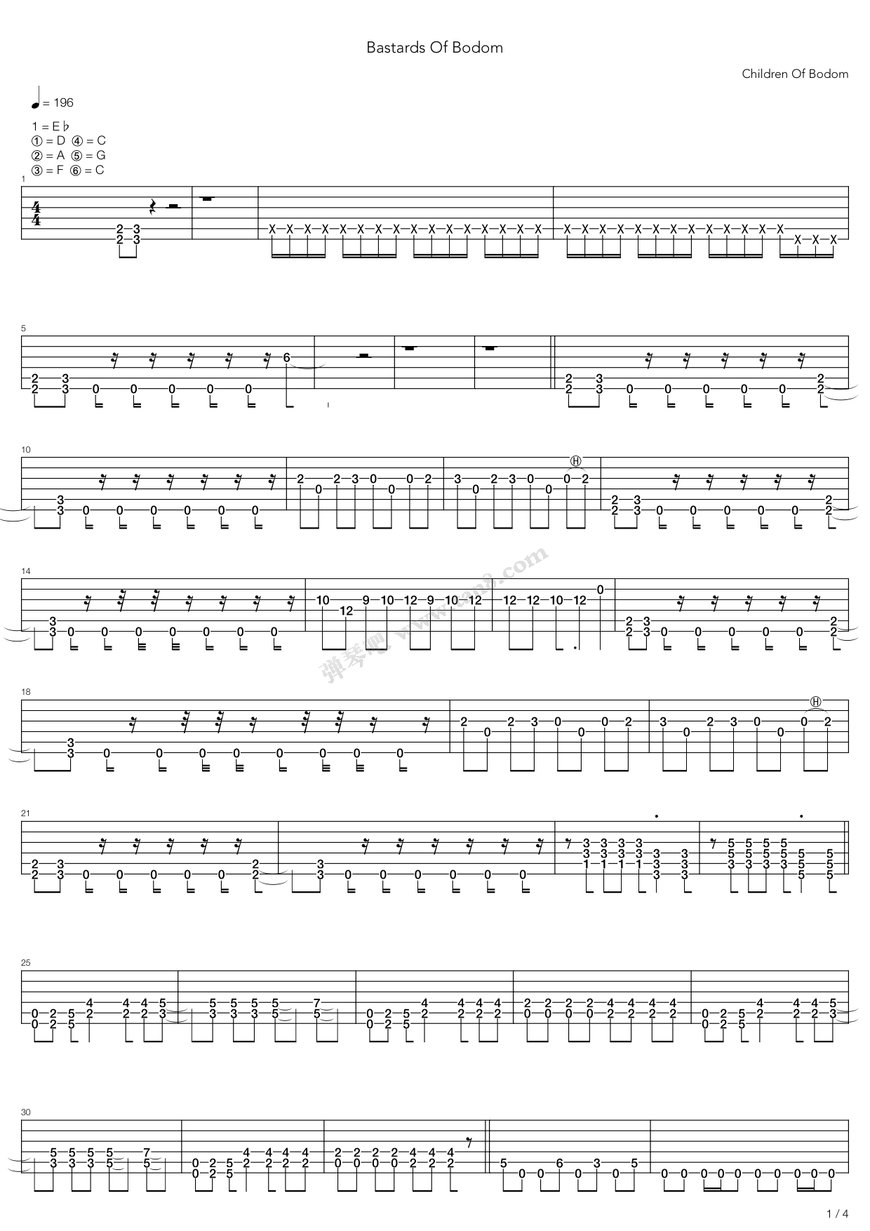 《Bastards Of Bodom》吉他谱-C大调音乐网