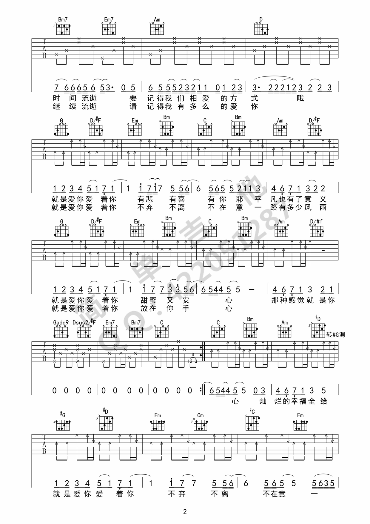 就是爱你吉他谱 陶喆（G调完美弹唱版）-C大调音乐网
