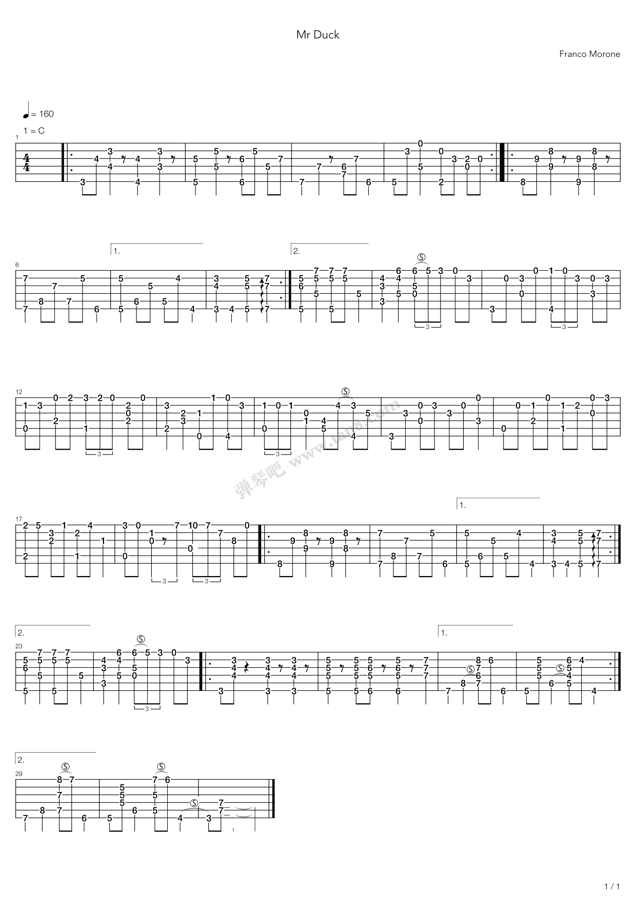 《Mr Duck》吉他谱-C大调音乐网