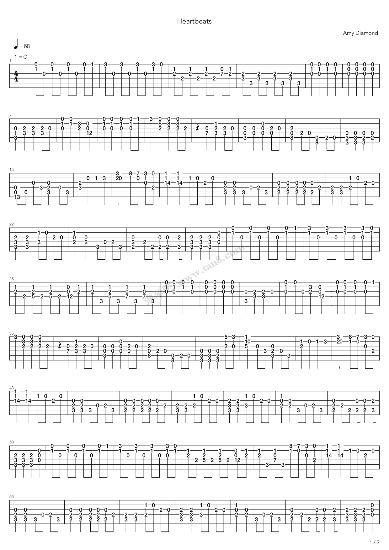 《Heartbeats（钢琴伴奏）》吉他谱-C大调音乐网