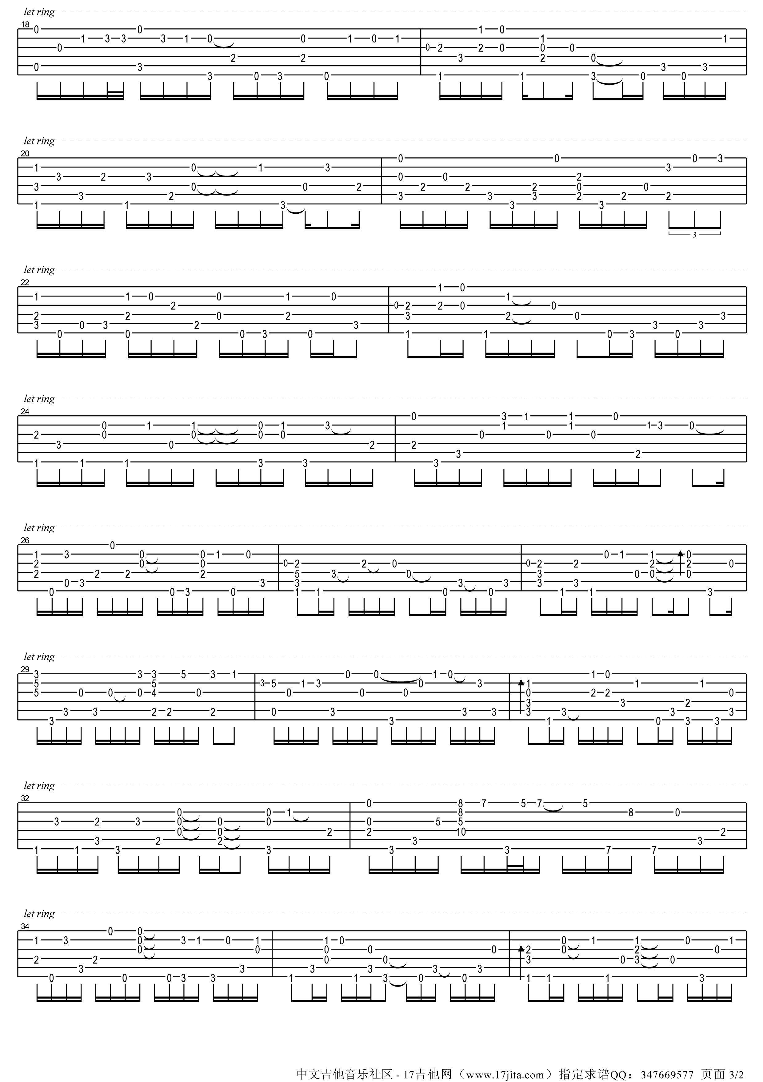 卡农变奏曲吉他谱-C大调音乐网