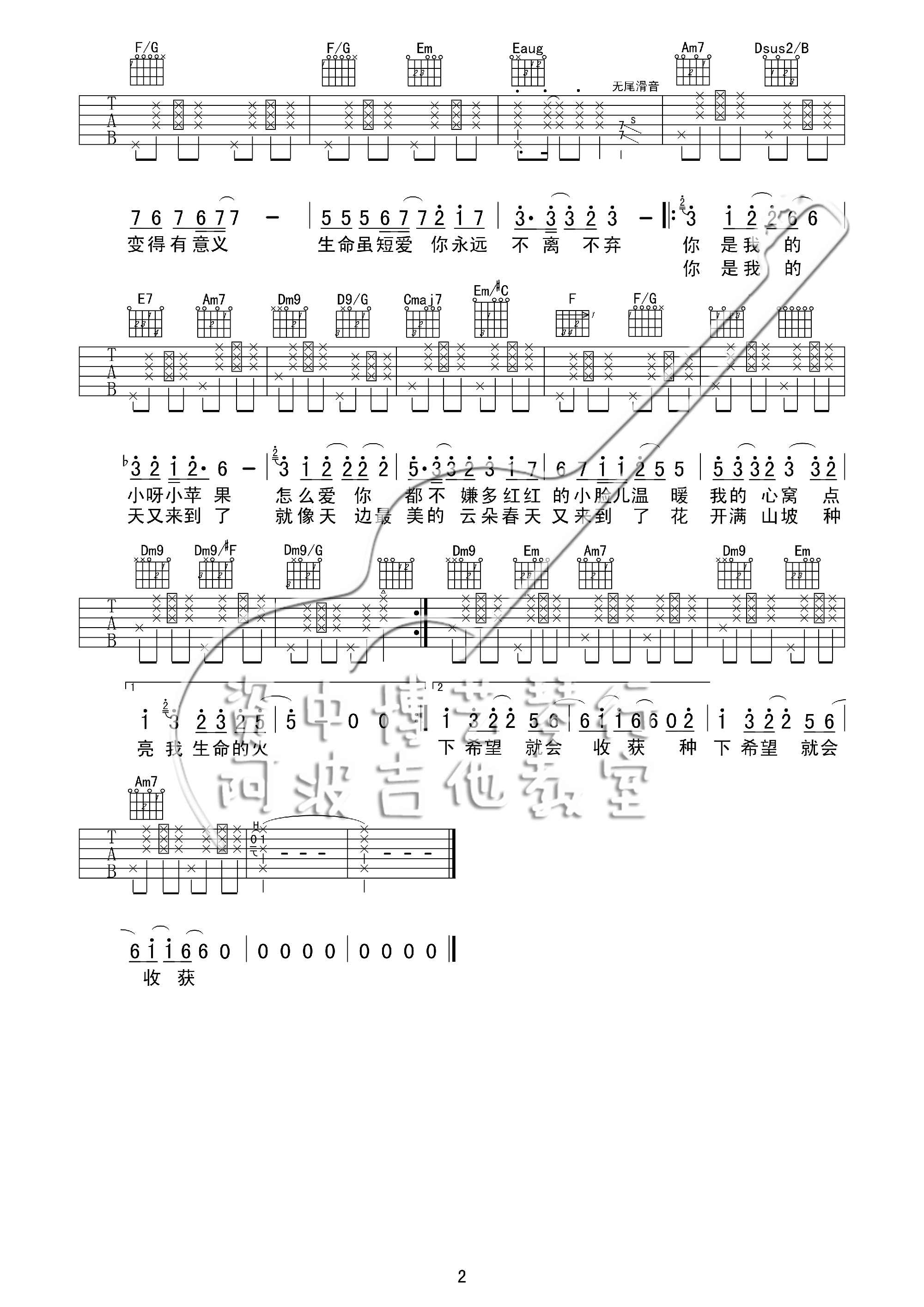 筷子兄弟 小苹果吉他谱 C调徐菲弹唱版-C大调音乐网