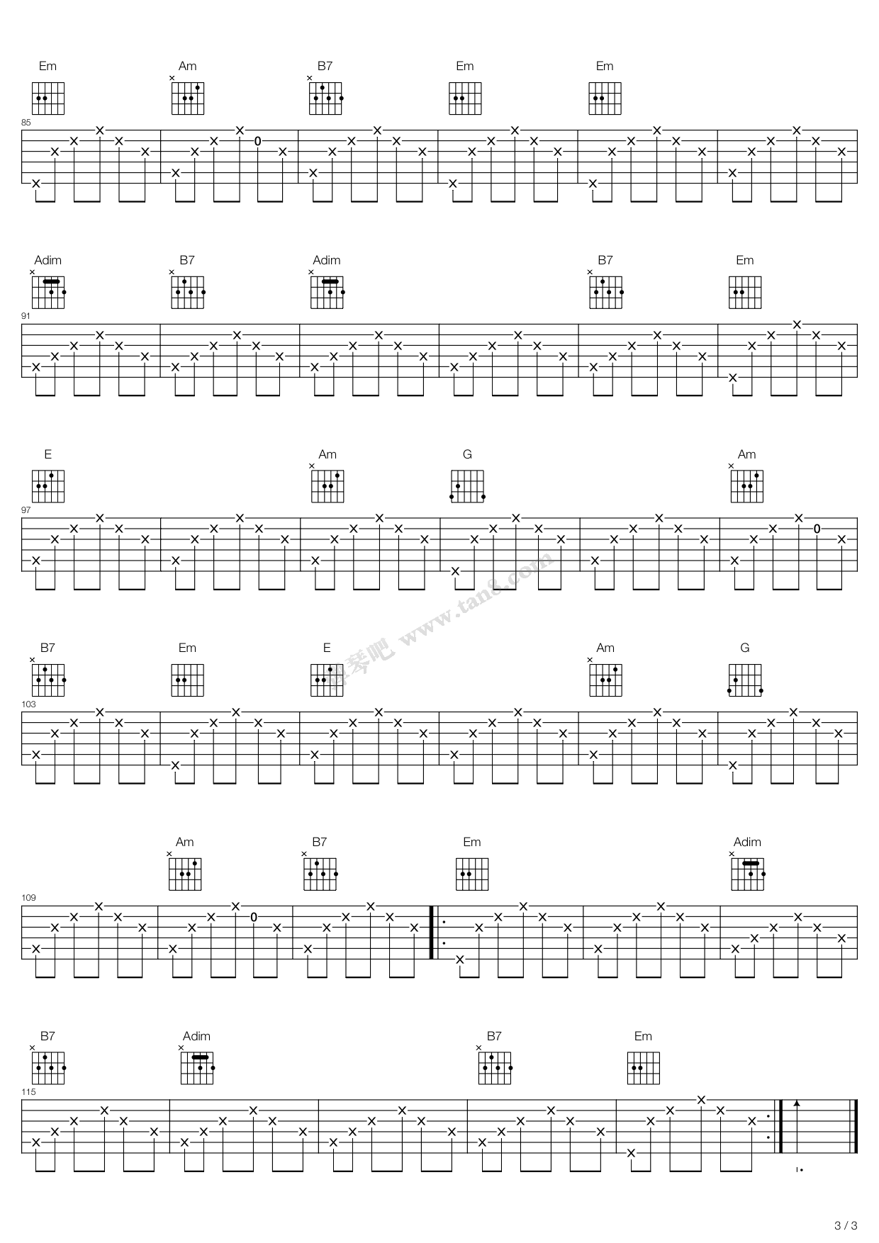 《白桦林》吉他谱-C大调音乐网