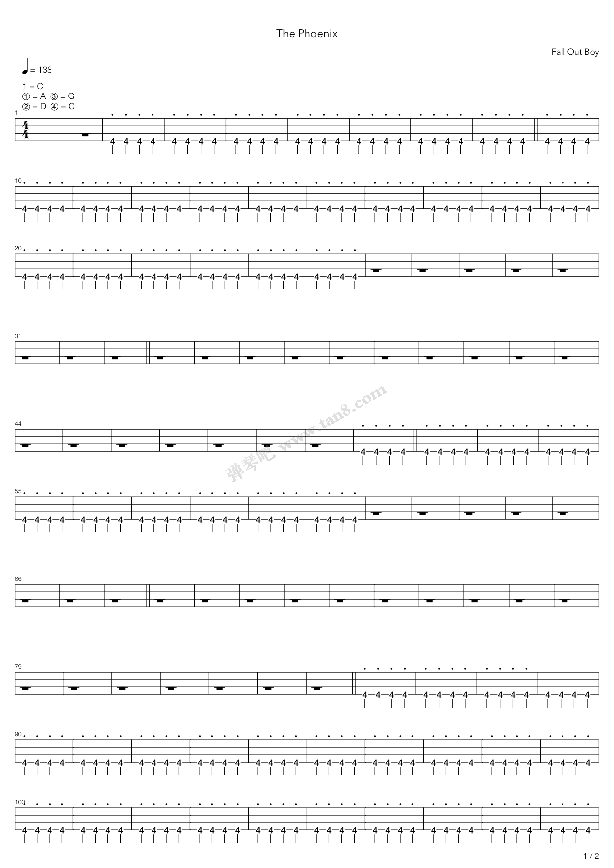 《The Phoenix》吉他谱-C大调音乐网