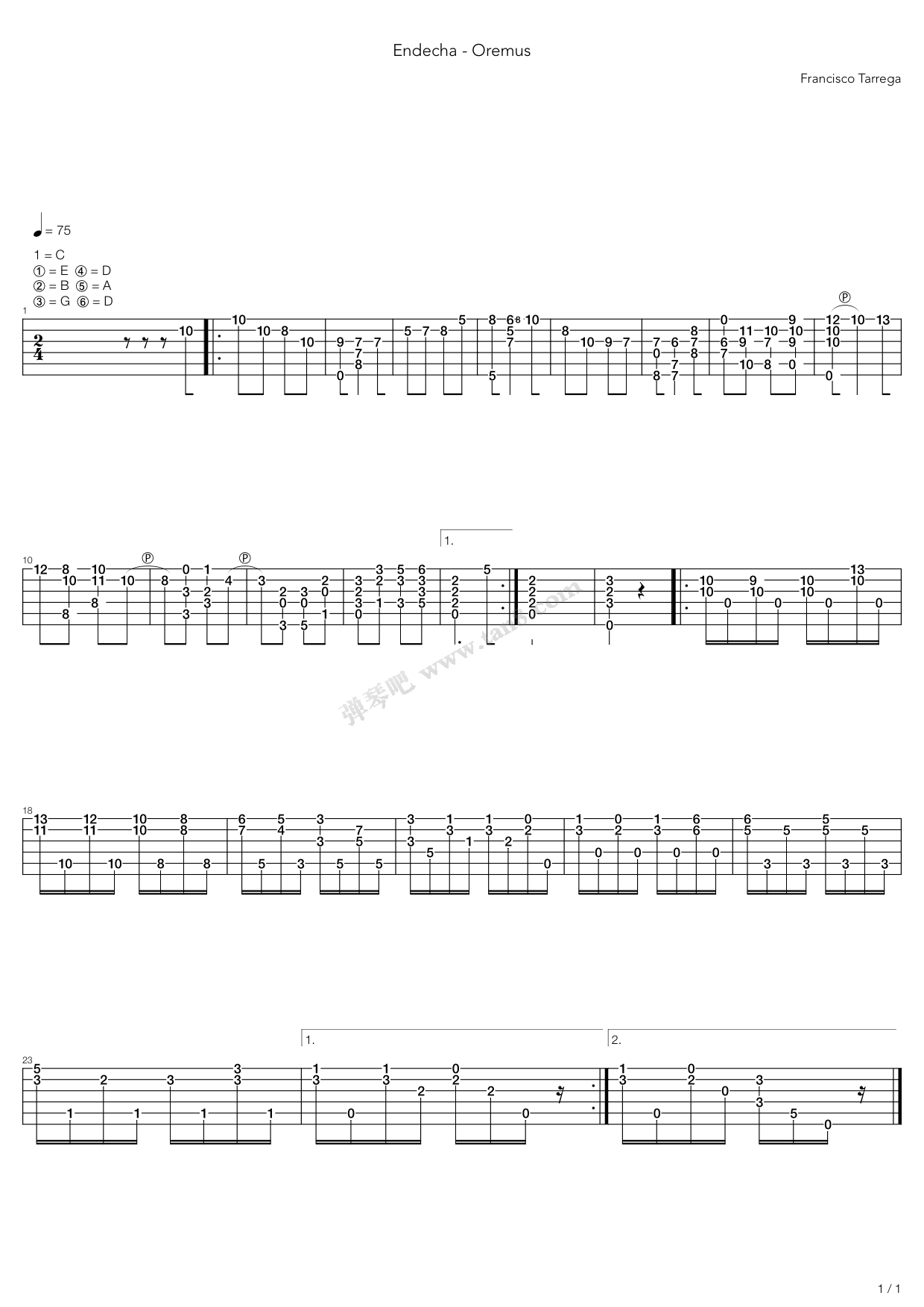 《Endecha - Oremus Preludios》吉他谱-C大调音乐网