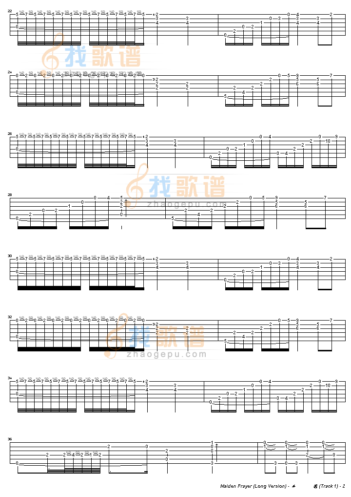 《Maiden s prayer(少女的祈祷)吉他谱( GTP)》吉他谱-C大调音乐网