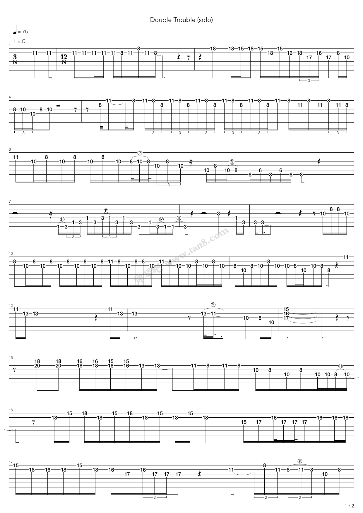 《Double Trouble(Solo)》吉他谱-C大调音乐网