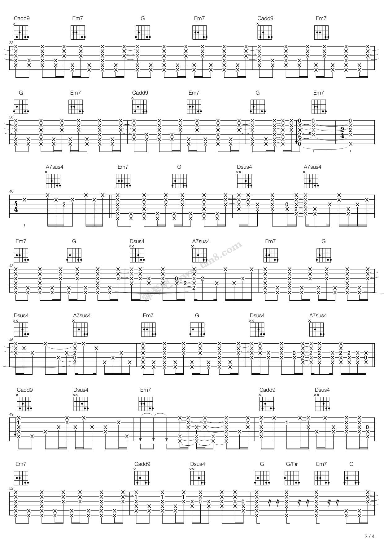 《Wonderwall》吉他谱-C大调音乐网