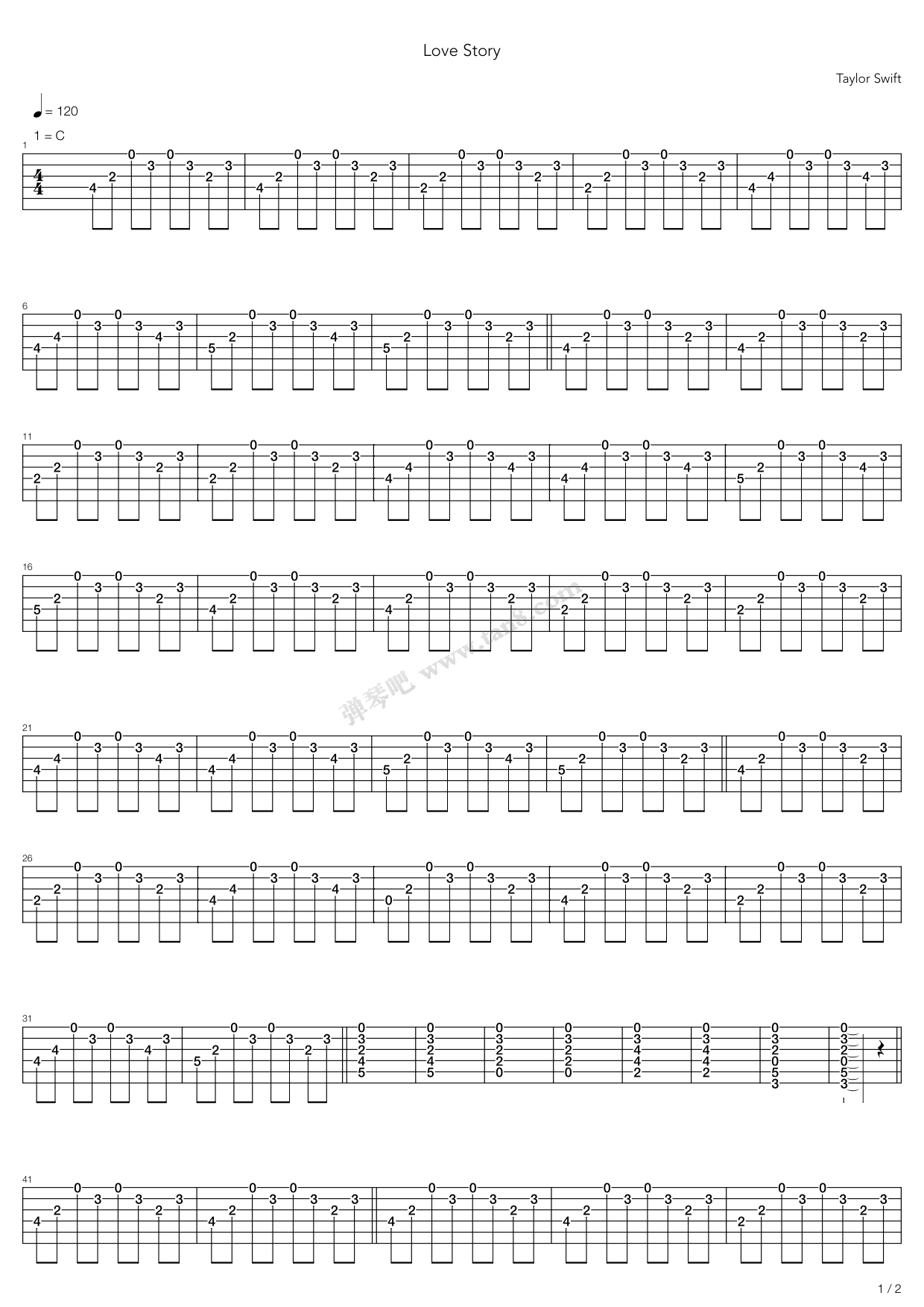 《Love Story》吉他谱-C大调音乐网