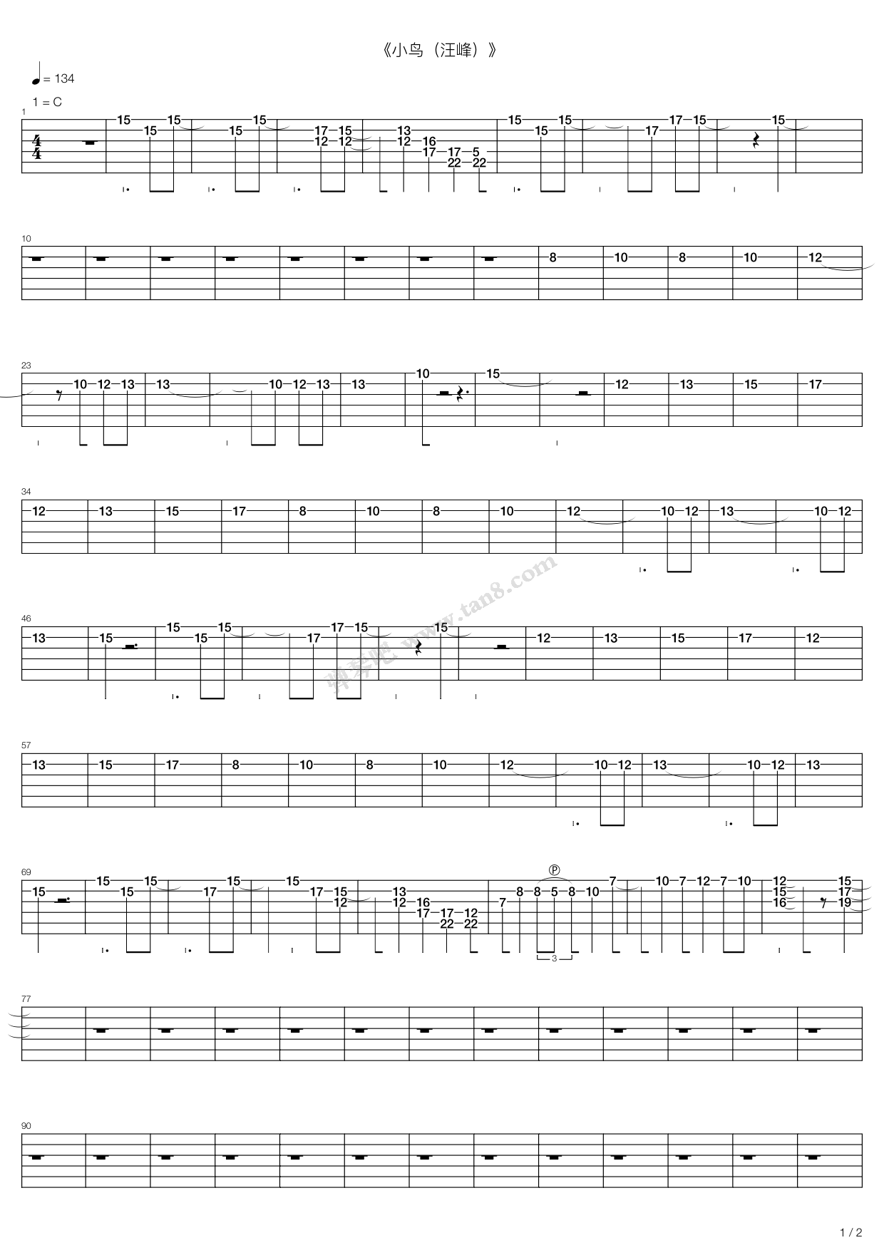 《小鸟》吉他谱-C大调音乐网