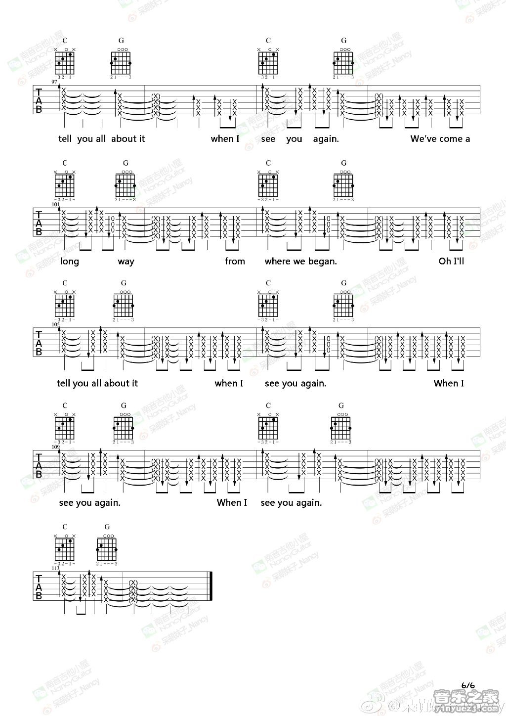 《see you again》吉他谱-C大调音乐网