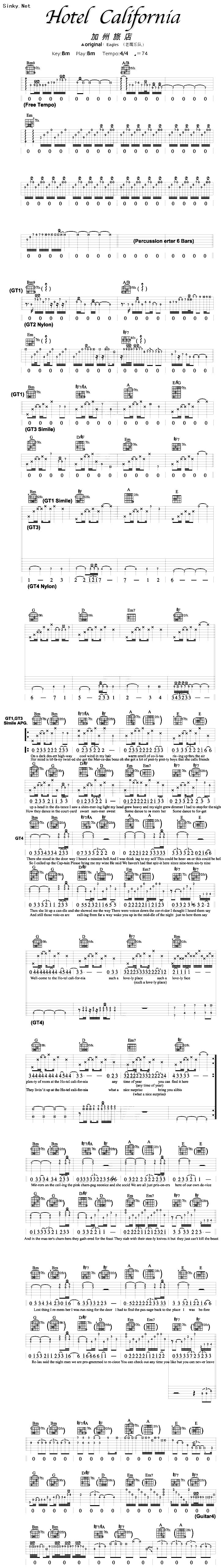 《hotel california(1)》吉他谱-C大调音乐网