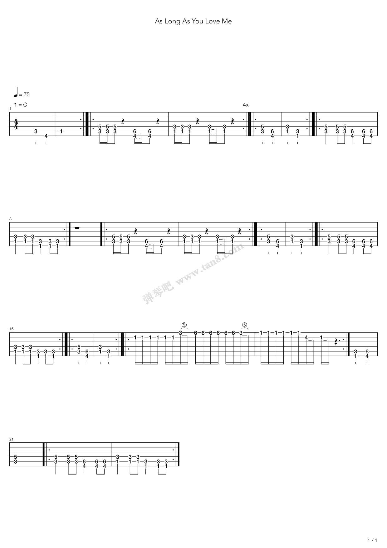 《As Long As You Love Me》吉他谱-C大调音乐网