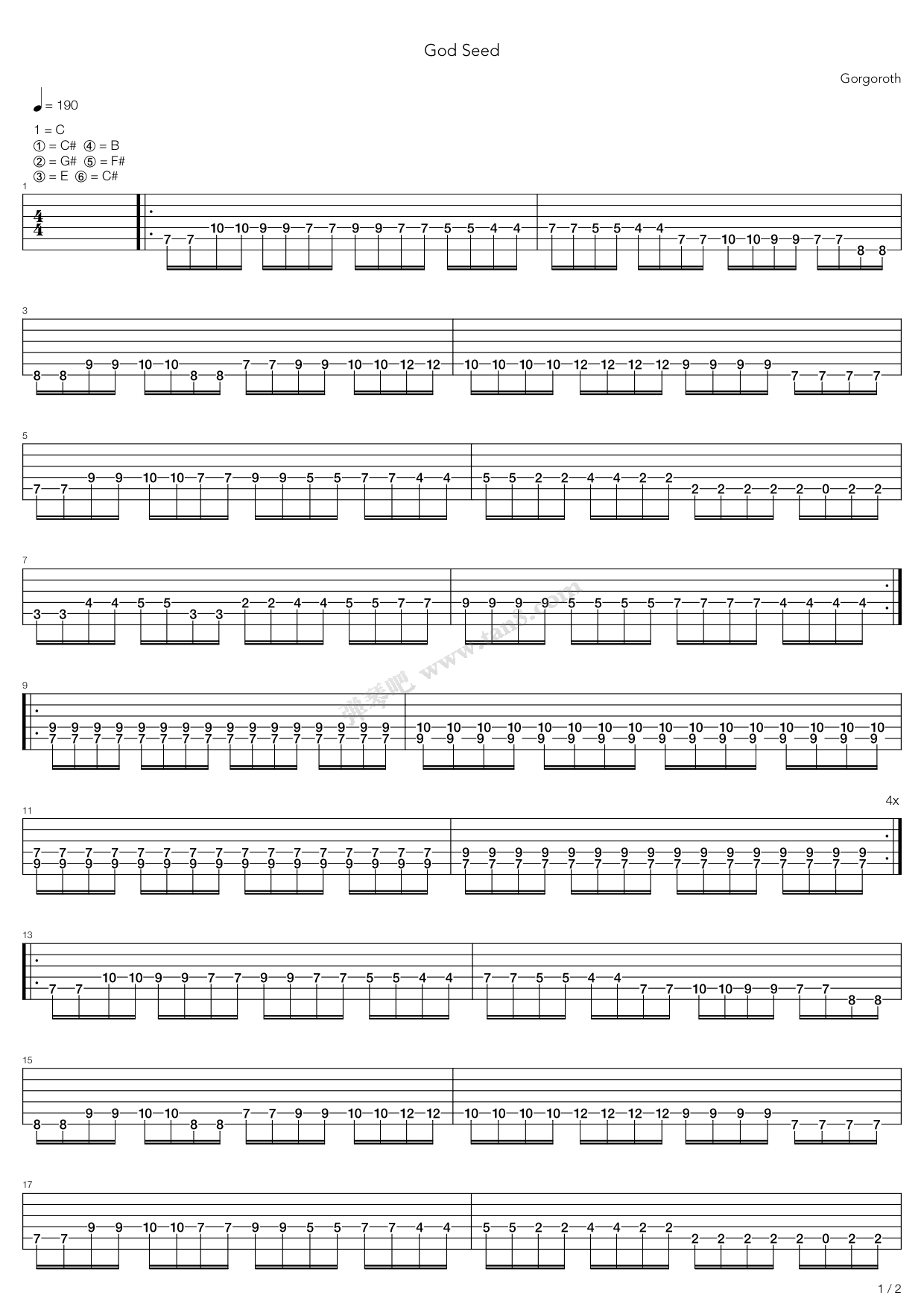 《God Seed》吉他谱-C大调音乐网