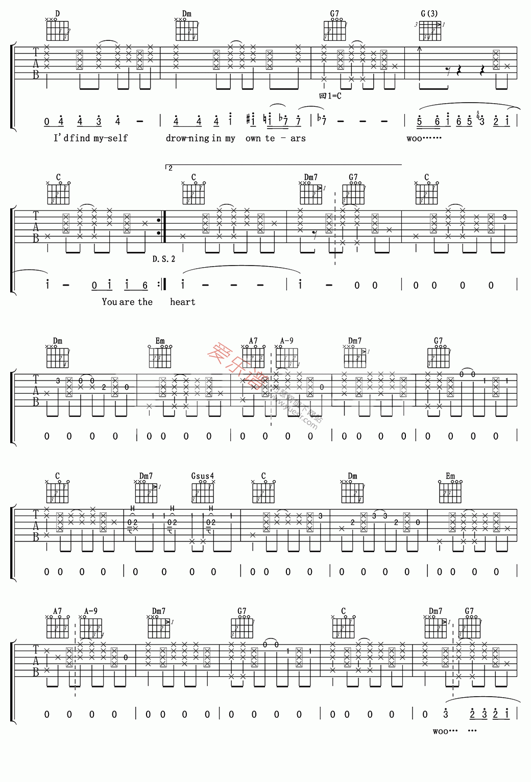 《方大同《You Are The Sunshine of My Life(你是我生命中的阳光)》 吉他》吉他谱-C大调音乐网