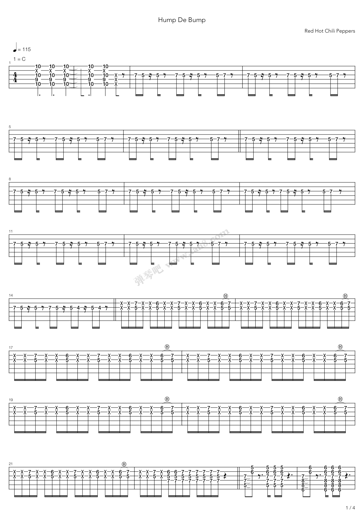 《Hump De Bump》吉他谱-C大调音乐网