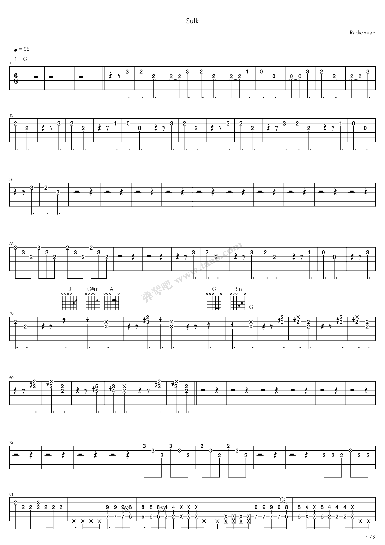 《Sulk》吉他谱-C大调音乐网