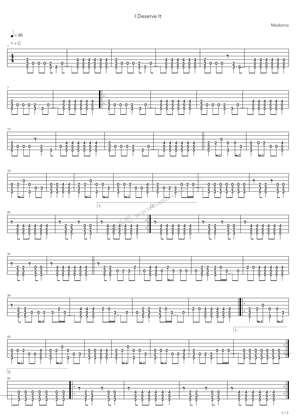 《I Deserve It》吉他谱-C大调音乐网