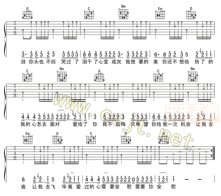 《别说我的眼泪你无所谓》吉他谱-C大调音乐网