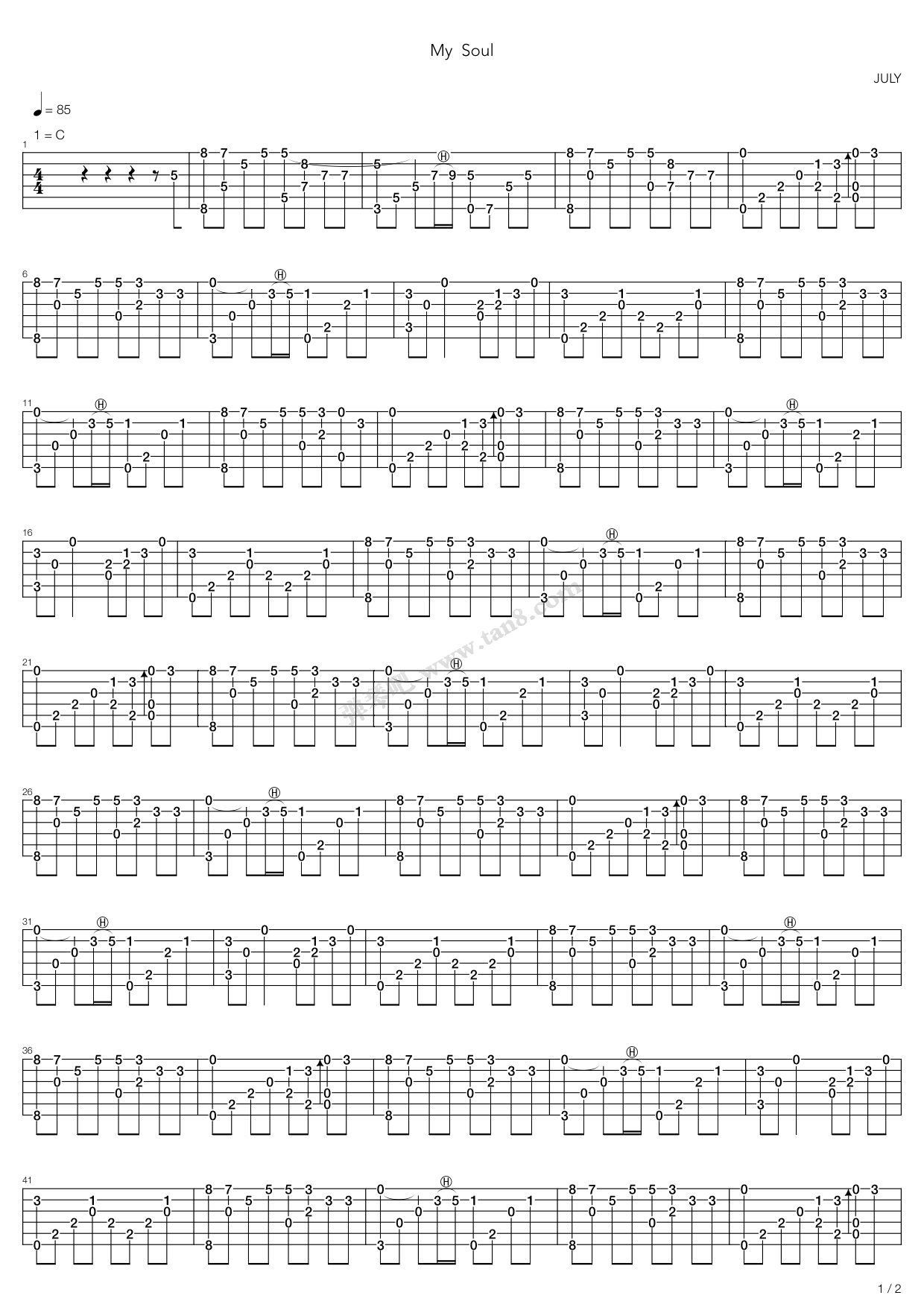 《《My Soul》》吉他谱-C大调音乐网